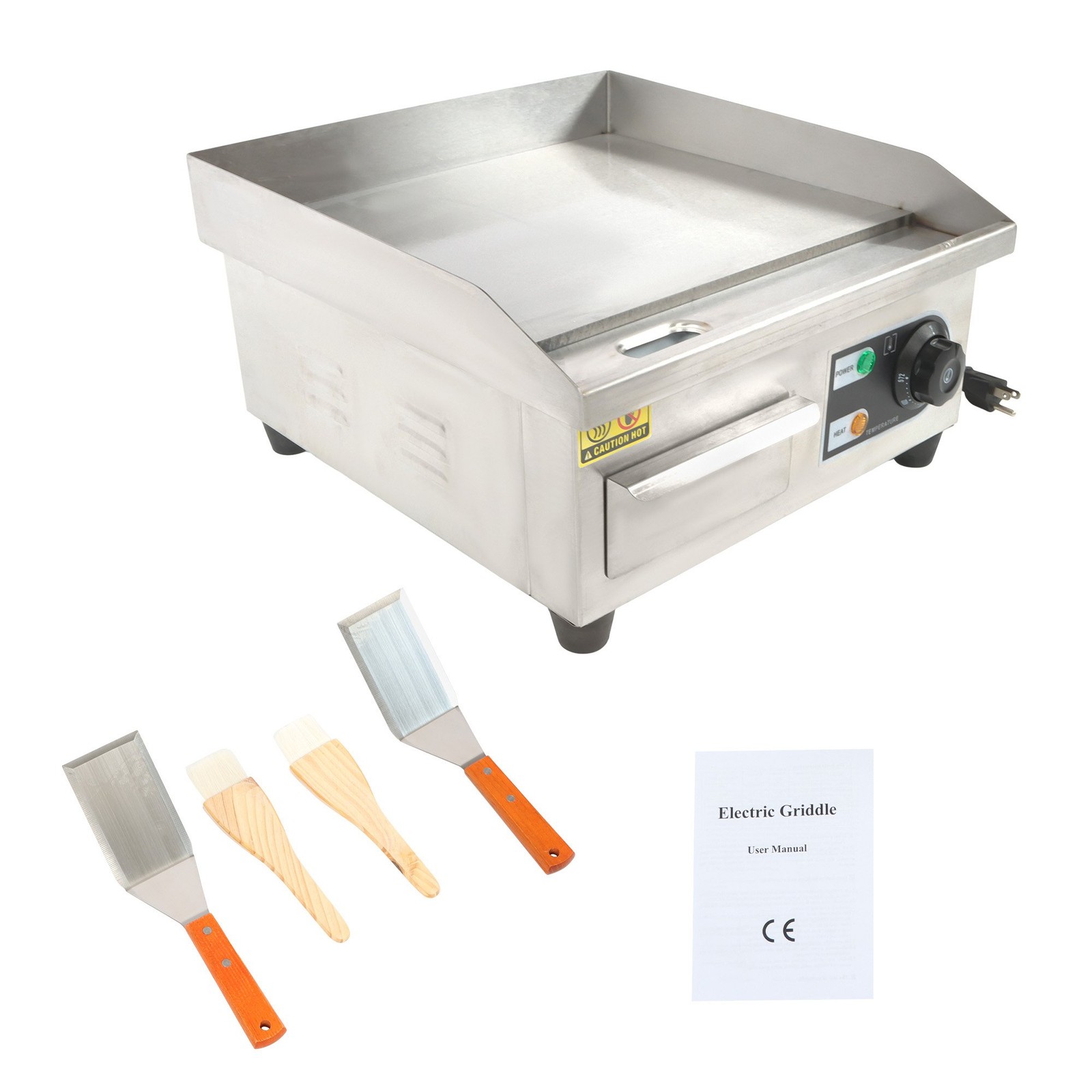 14″ Commercial Electric Griddle 1500 W Countertop Flat Top Grill 122℉-572℉