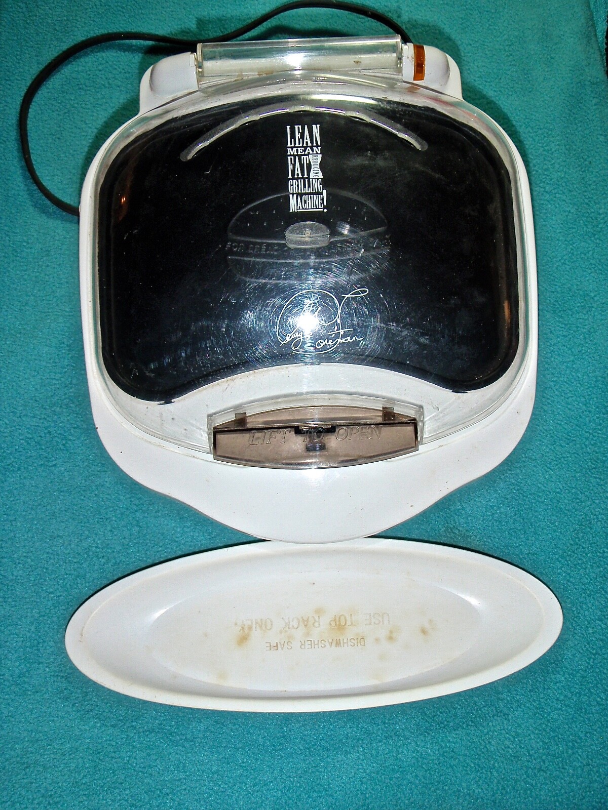 GEORGE FOREMAN LEAN MEAN FAT GRILLING MACHINE & BUN WARMER MODEL GR10 ABW~TESTED