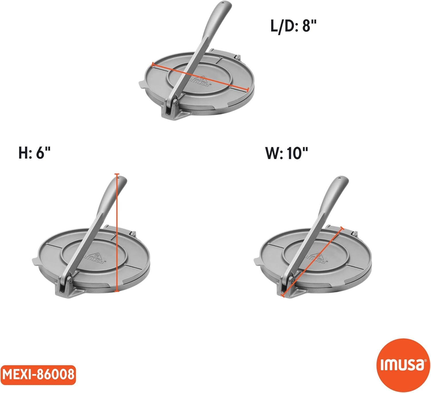 8 Inch Cast Aluminum Tortilla Press for Tacos Arepas Flatbreads and More