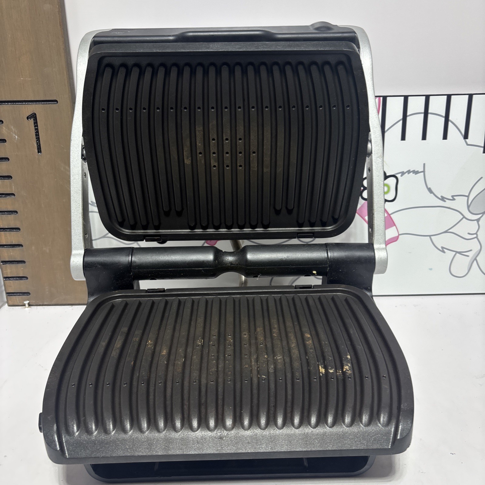 T-fal Stainless Steel Electric OptiGrill w/Removable Drip Pan & Cooking Trays