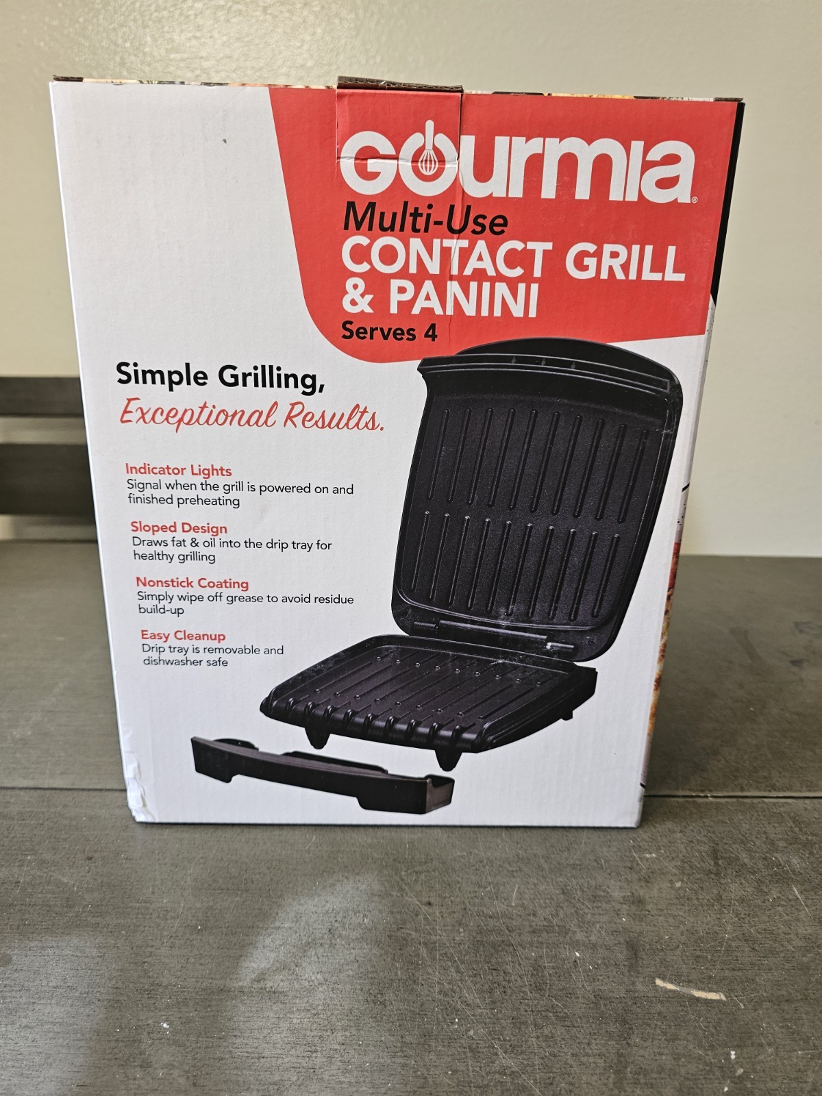 Gourmia 4-Slice Contact Grill and Panini Press