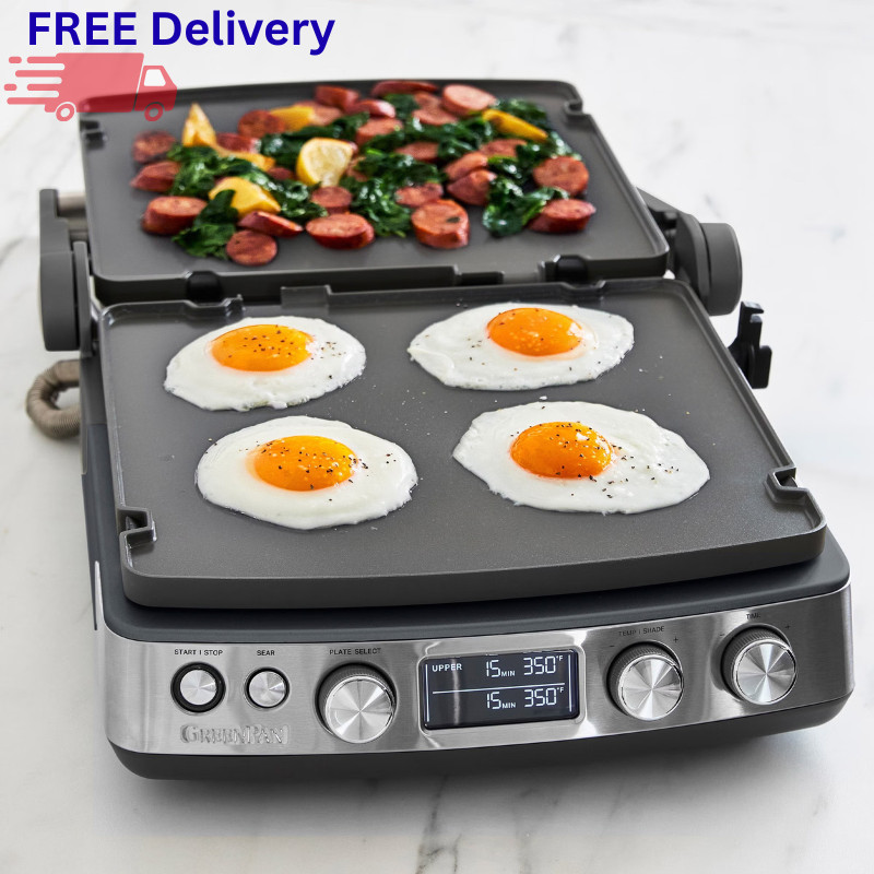 GreenPan Elite Electric Indoor Multi Grill Griddle Waffle Maker Nonstick New