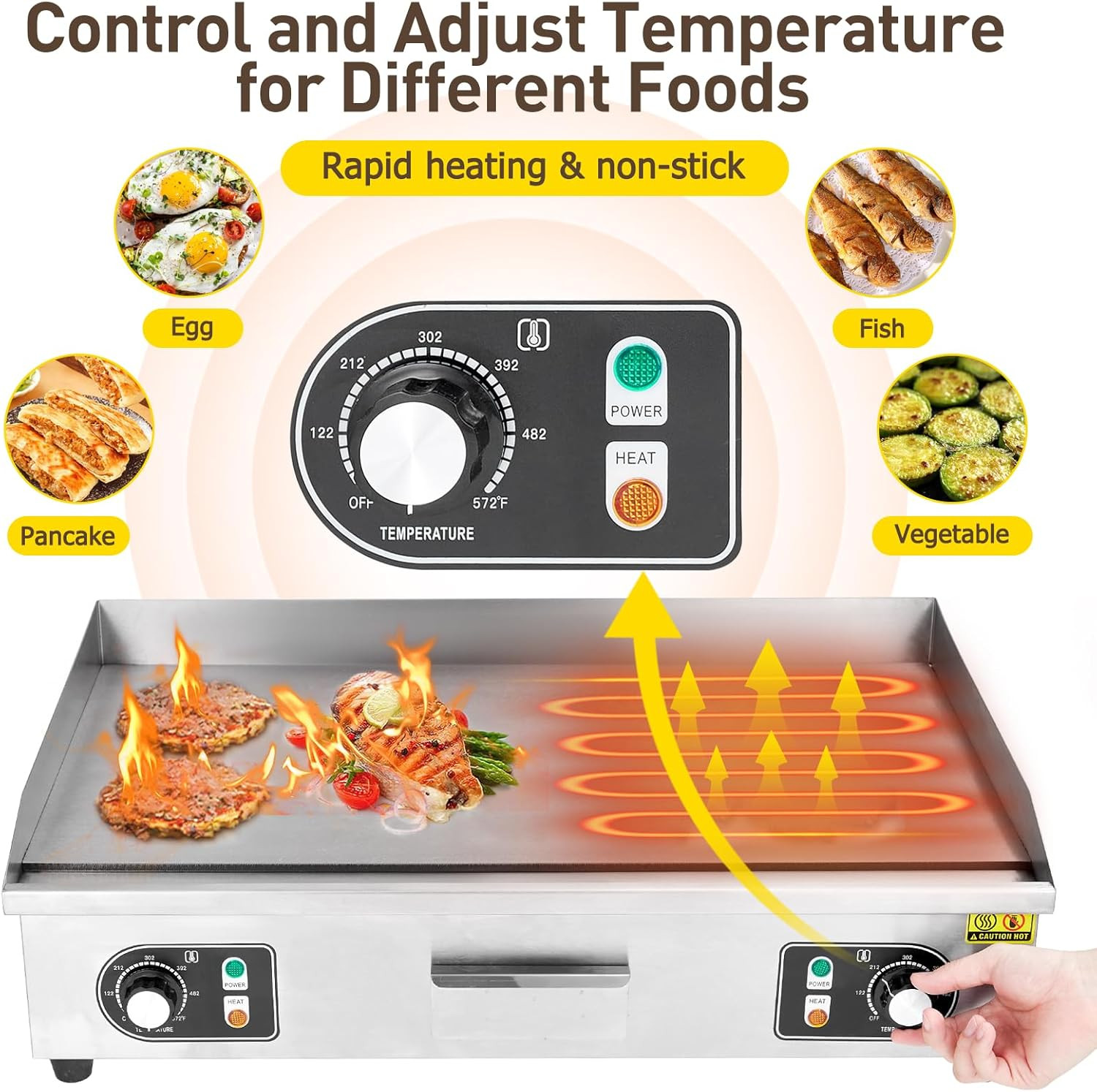 Professional Commercial Electric Griddle – 30-Inch 3000W Stainless Steel Flat To
