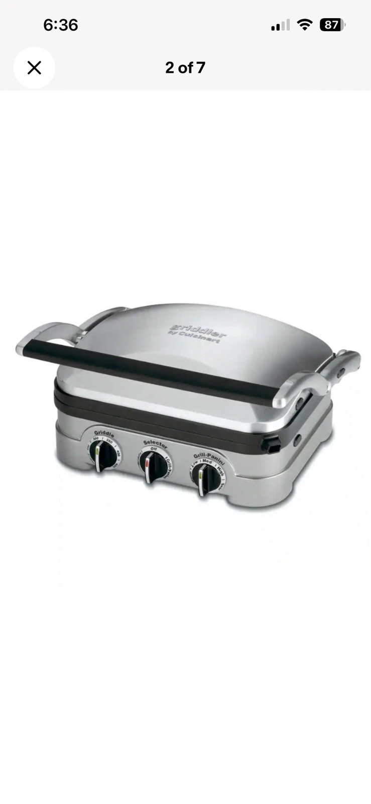 Cuisinart Griddler Indoor Grill Griddle Panini Press 5-in-1 Nonstick