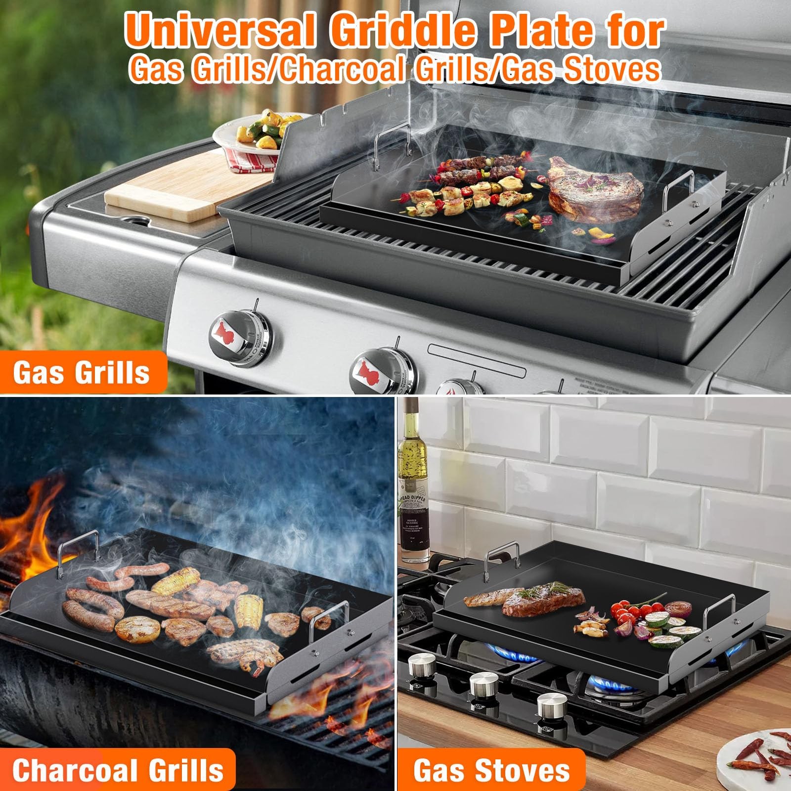Barbqtime 17″ x13″ Flat Top Griddle for Gas/Charcoal Grill