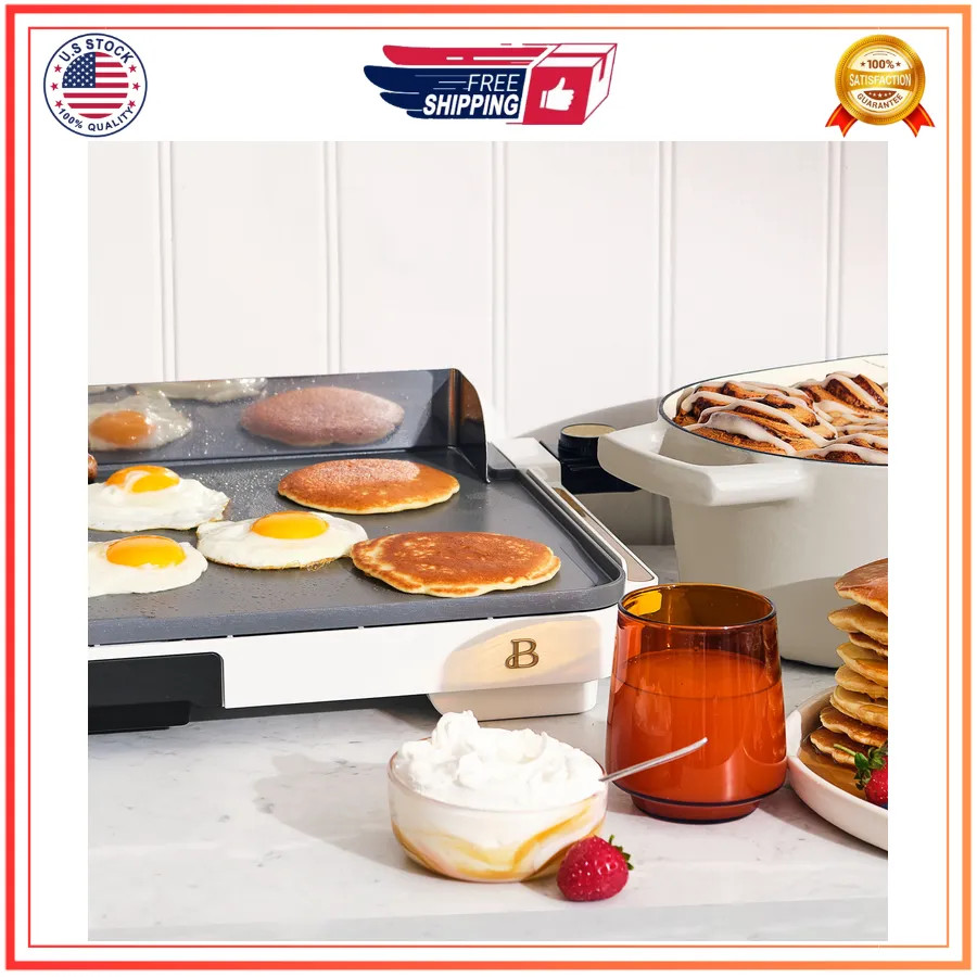 Drew Barrymore Beautiful XL Electric Griddle 12 x 22 Nonstick White Icing