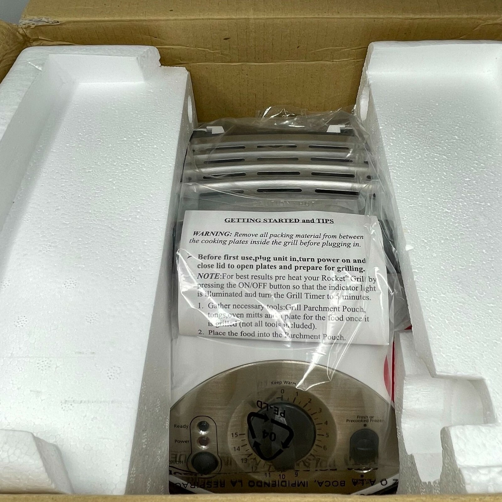 New Sunbeam Rocket Grill Open Box Indoor Grilling Frozen or Fresh