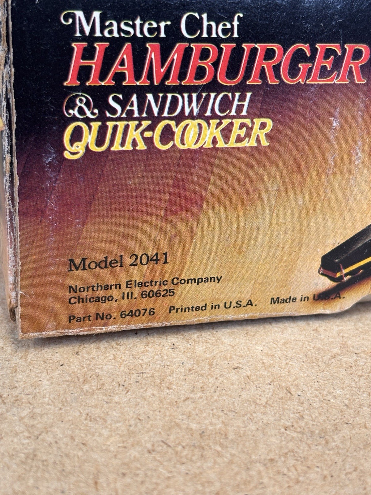 Master Chef Hamburger Sandwich Quik Cooker Electric Griddle Model 2041 NOS