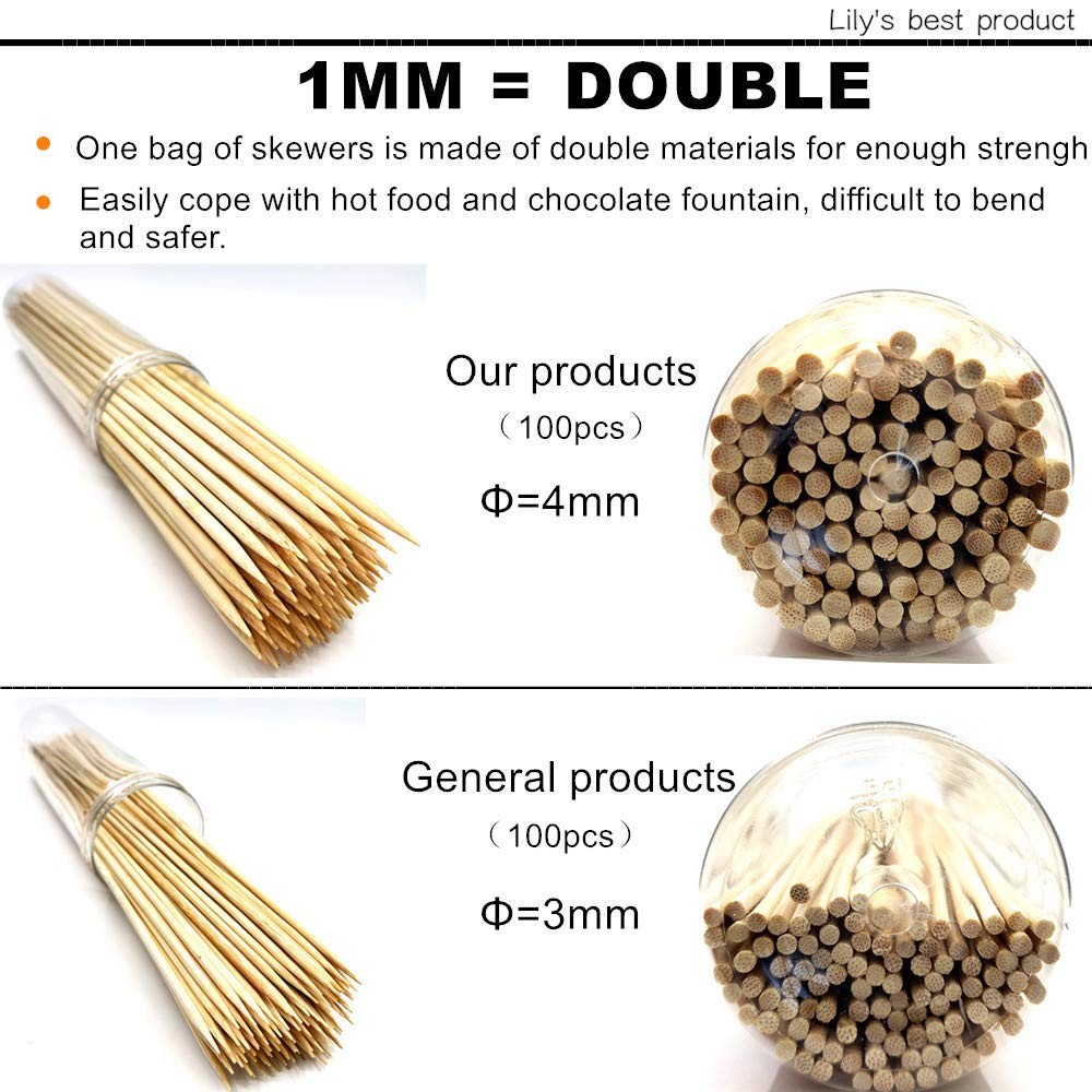 HOPELF 6″ Natural Bamboo Skewers for 6 inch,