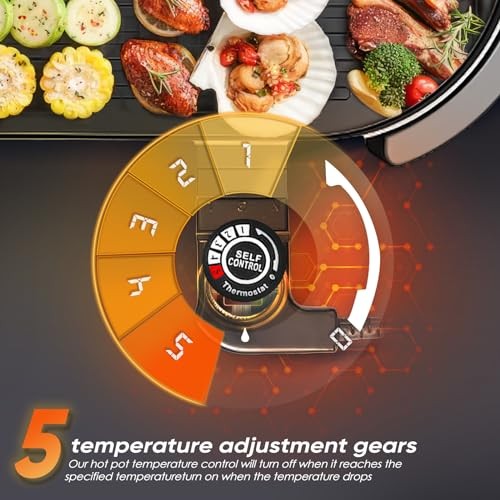 Removable Indoor 2 in 1 Electric Smokeless Hot Pot Grill 2200W