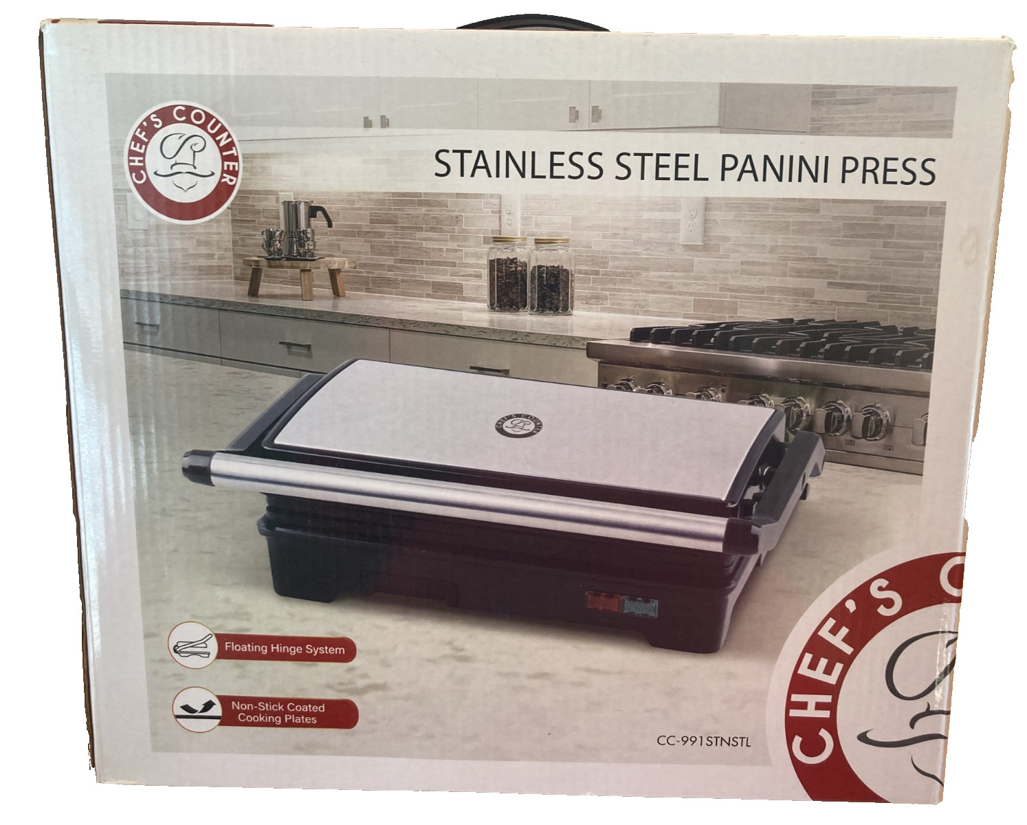 Stainless Steel Panini Press Non Stick Coated Cooking Plates silver black