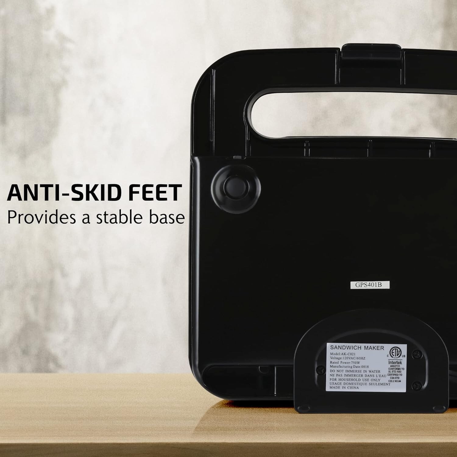 Durable Non-Stick Electric Sandwich Maker with Indicator Lights & Easy Storage