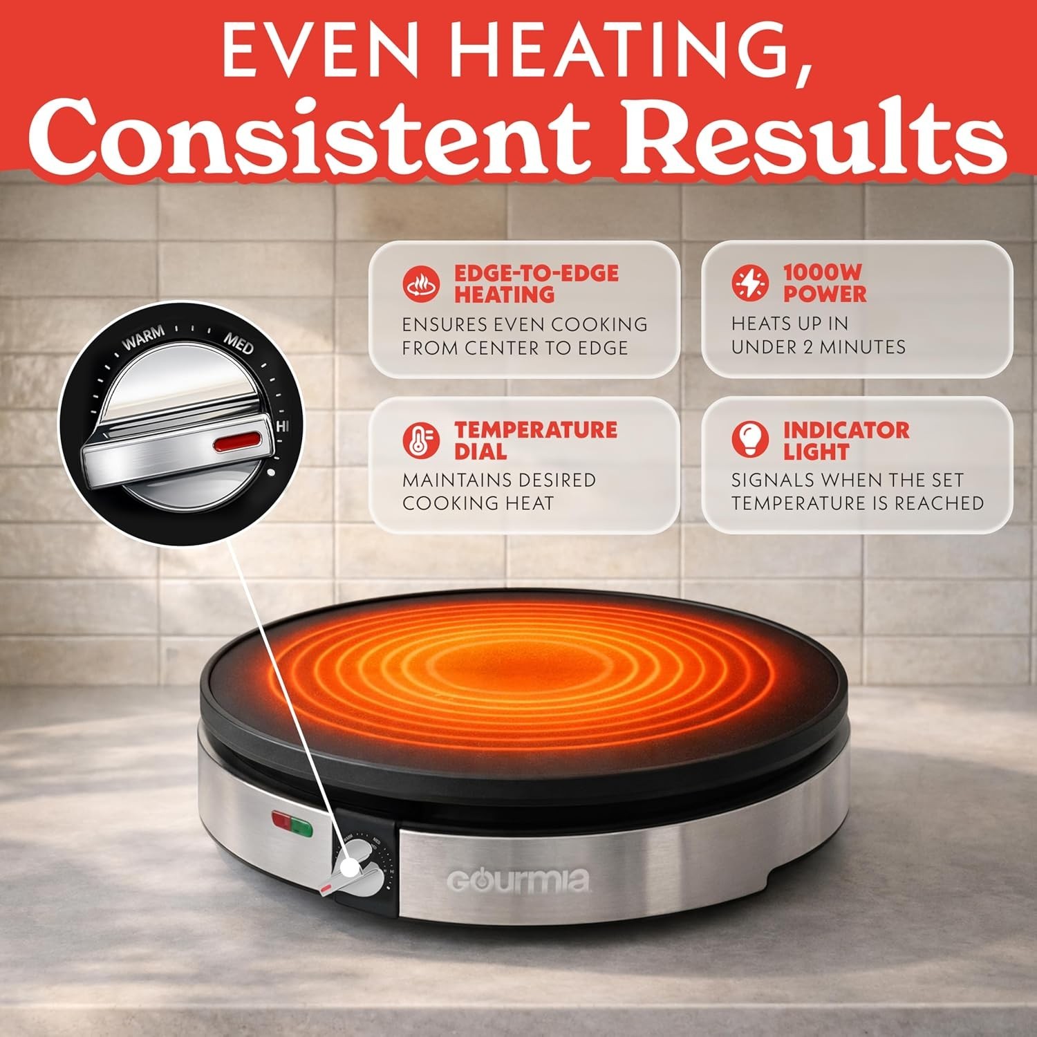 12” Crepe Maker – Nonstick Electric Griddle for Pancakes, Omelets & More, Pre…