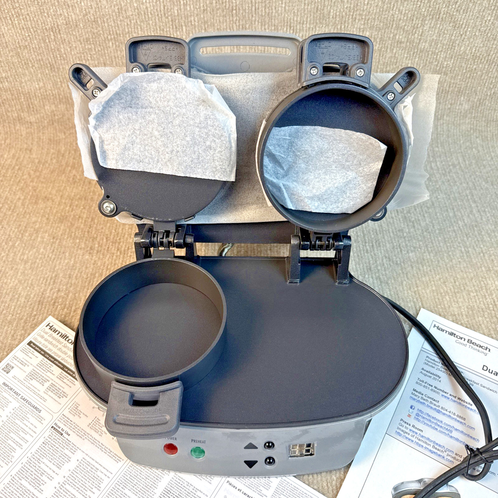 Hamilton Beach Home Electric Dual Breakfast Sandwich Maker Machine with Timer