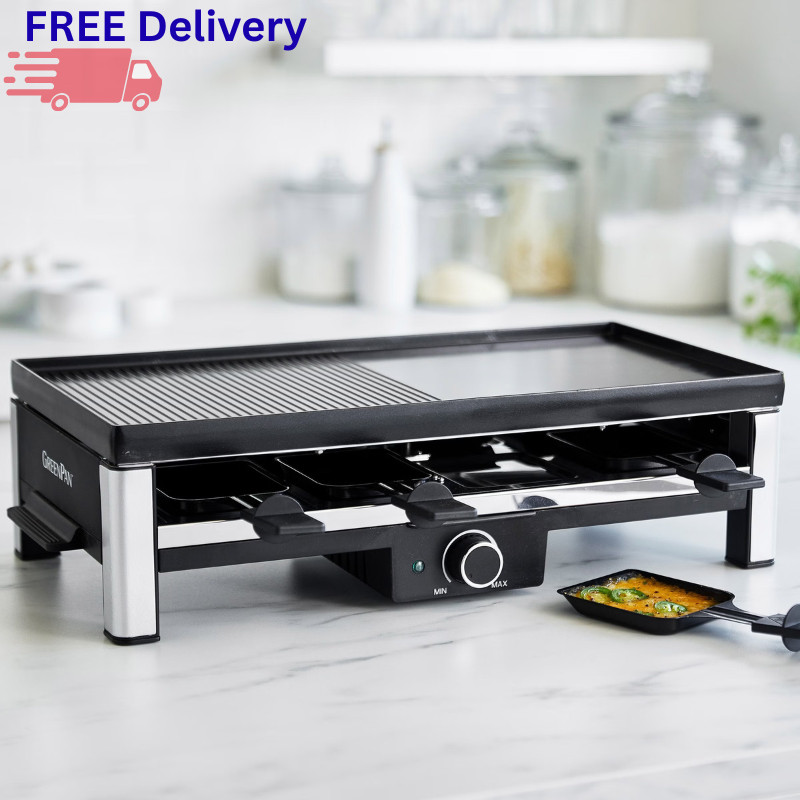 GreenPan Ultimate Gourmet Electric Grill Griddle Raclette Ceramic Plate Tabletop