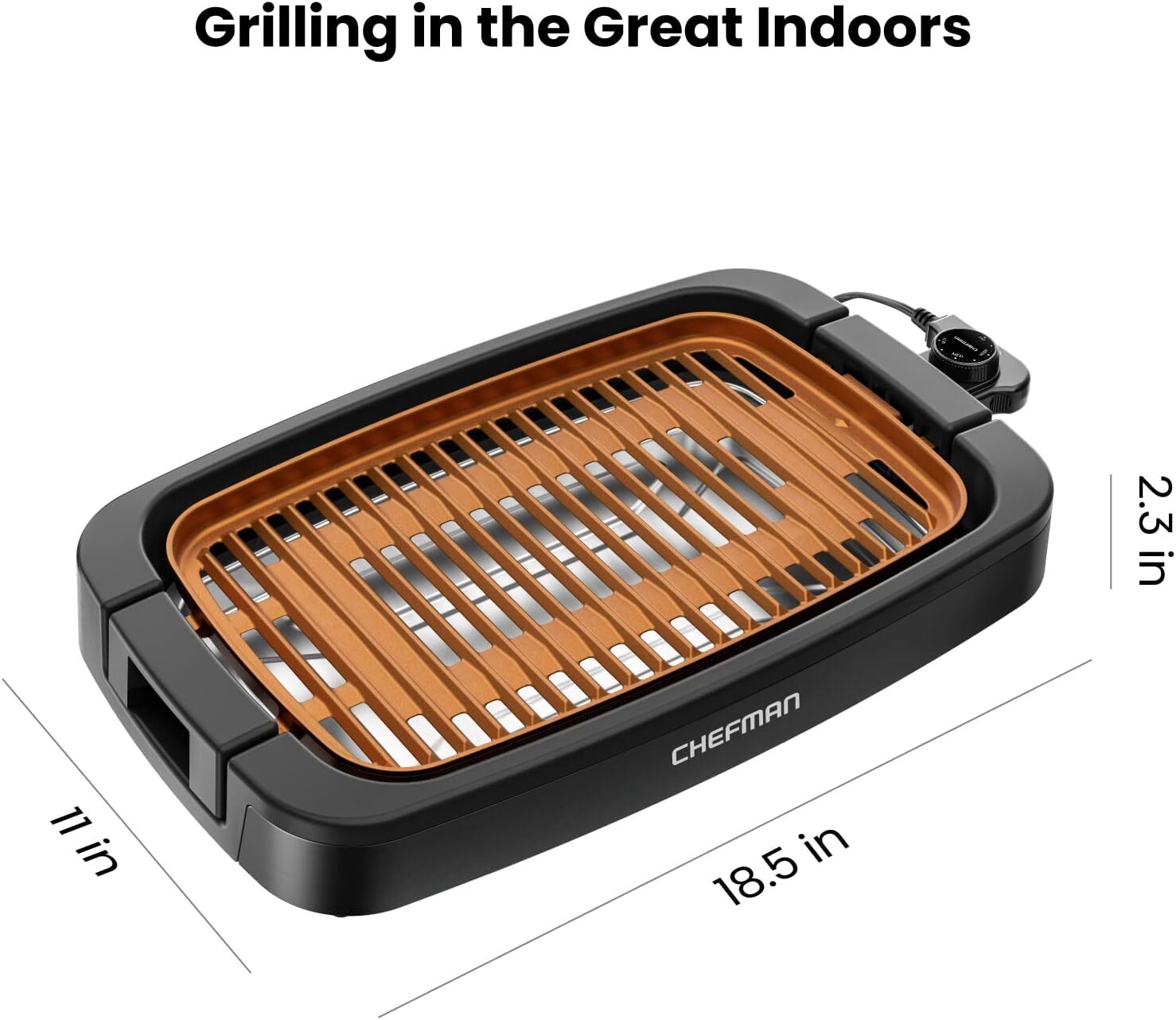 Smokeless Indoor Electric Grill, Copper, Extra Large, Non-Stick Tabletop Grill