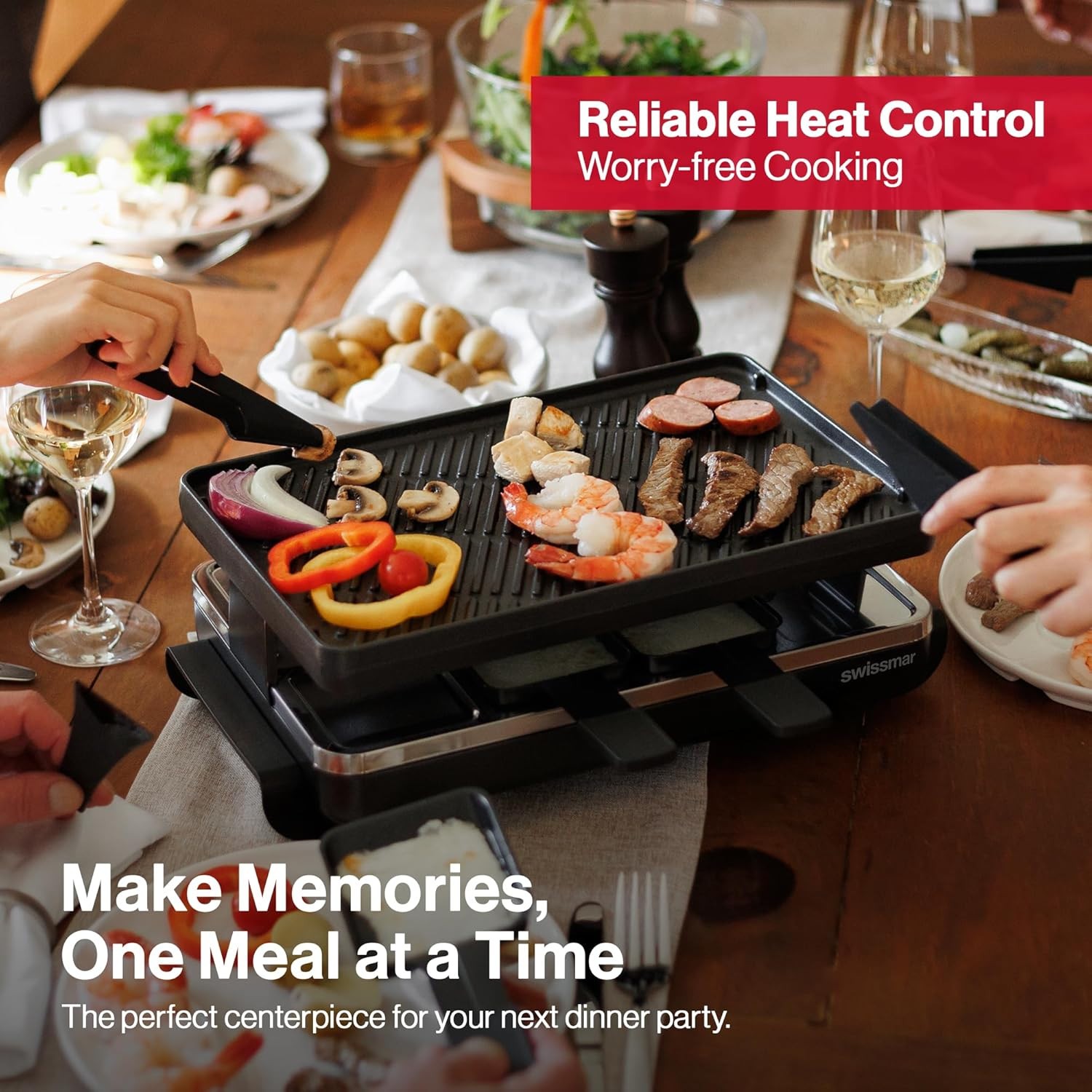 Swissmar Classic 8-Person Raclette Party Grill – Indoor Electric Grill & Griller