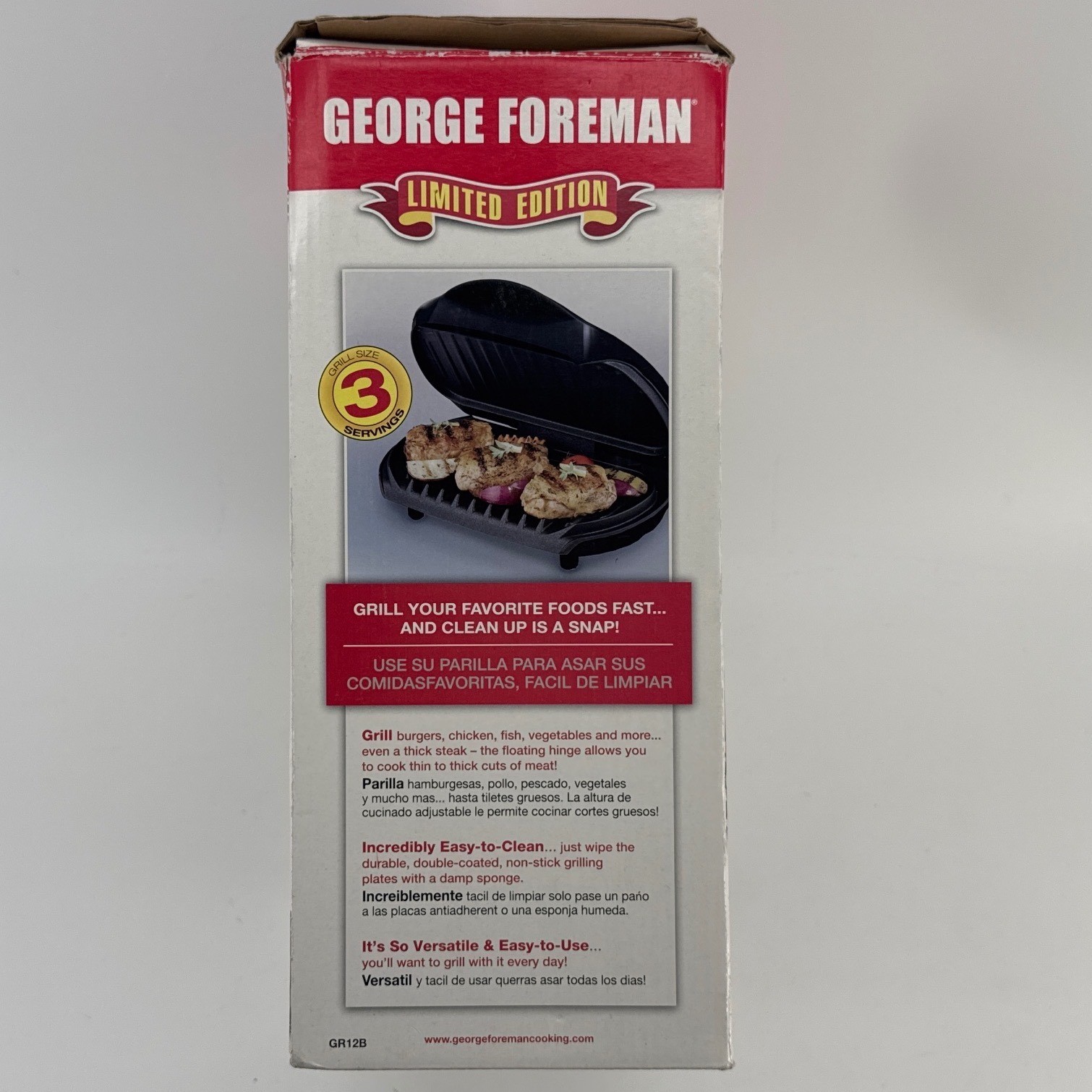 George Foreman Grill 3 Servings Limited Edition Black GR12B New Open Box