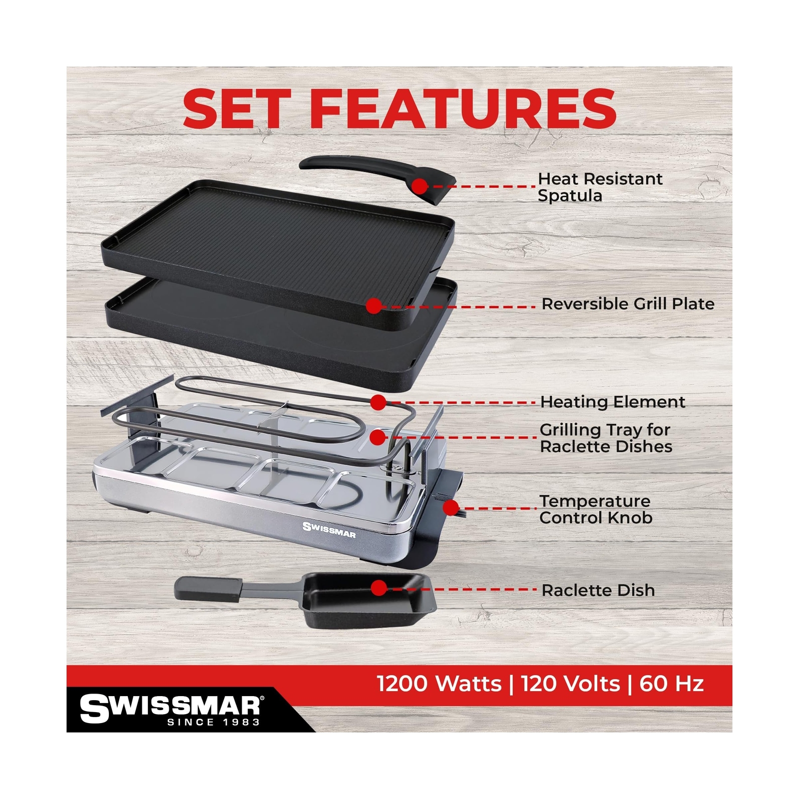 Swissmar Classic Raclette Party Grill with Reversible Cast Aluminum Non-Stick…