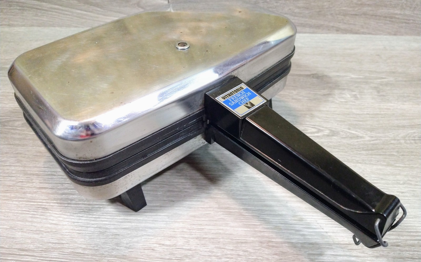 VITANTONIO French Sandwich Maker Chef Clam Shell Grill ✅TESTED✅ VINTAGE Chrome