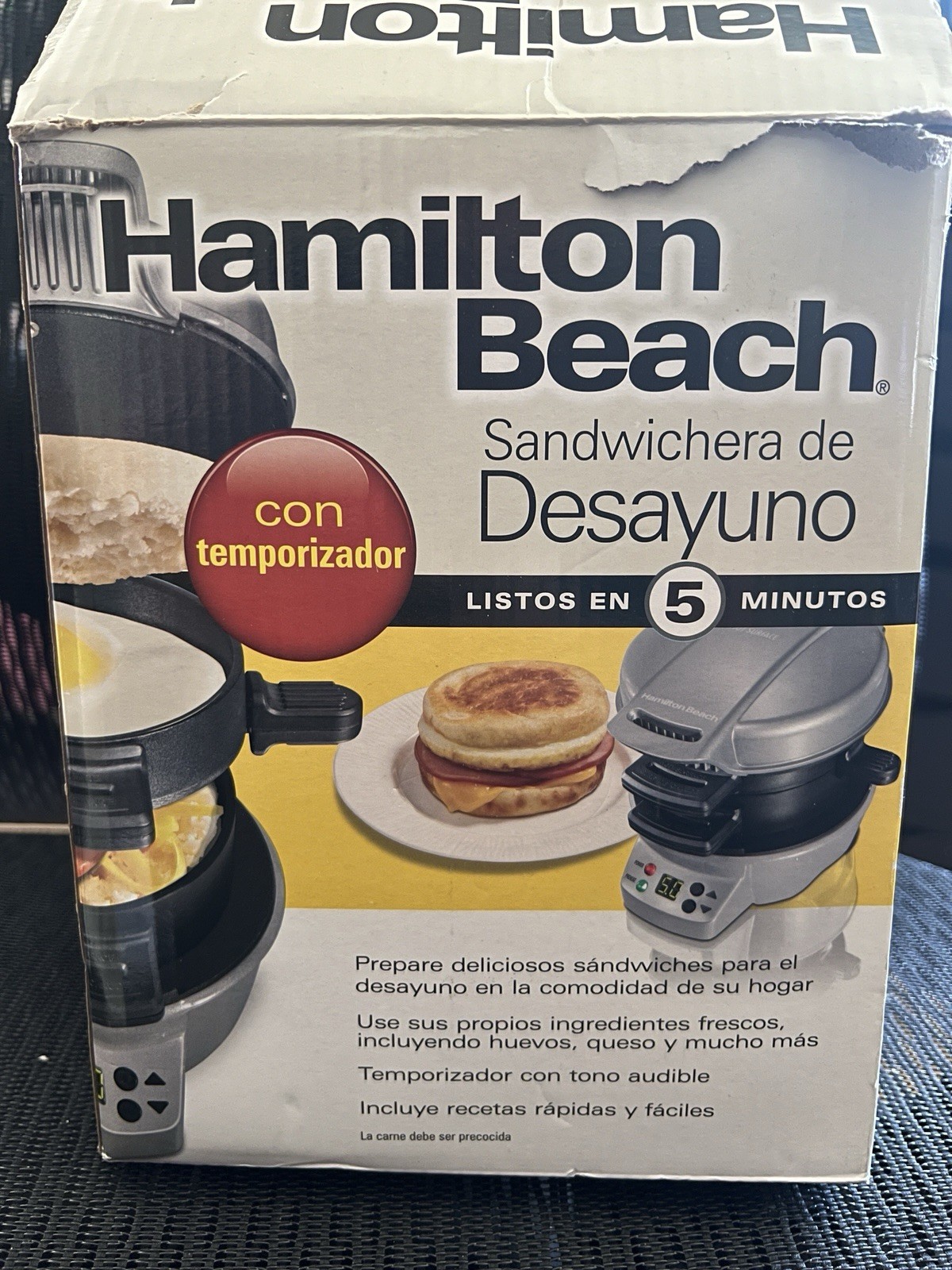 Hamilton Beach Breakfast Sandwich Maker Timer Nonstick Dishwasher Safe 25478