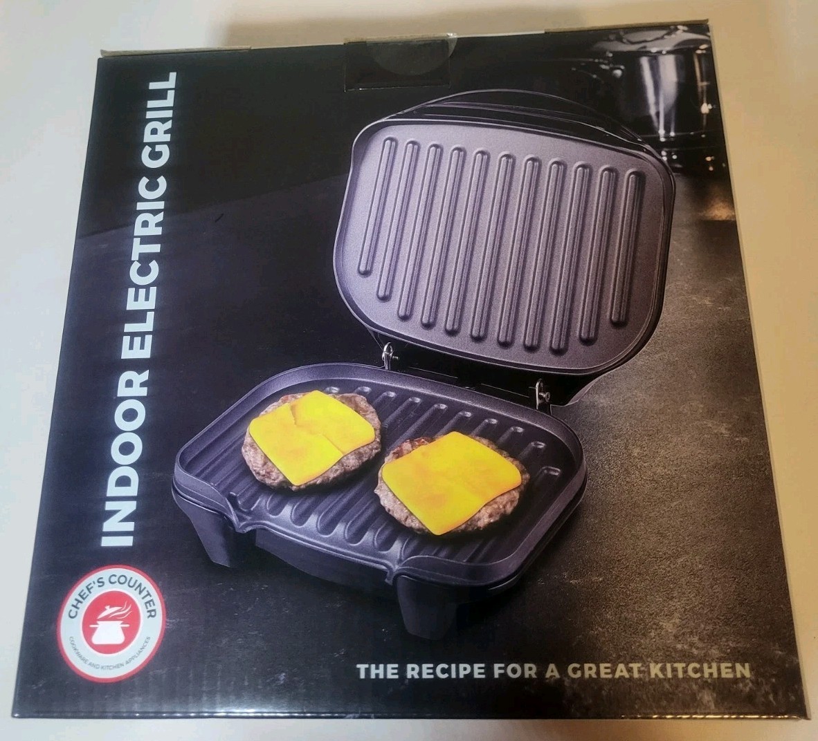 Countertop Indoor Electric Grill By Chef’s Counter Brand New Black Nonstick
