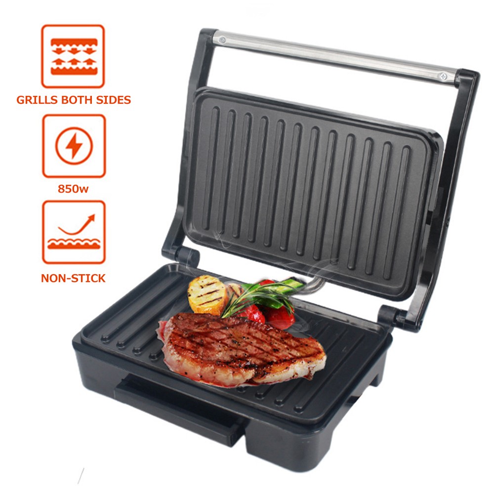 Panini Maker Household Stainless Steel 850W High Power Nonstick Pan Steak