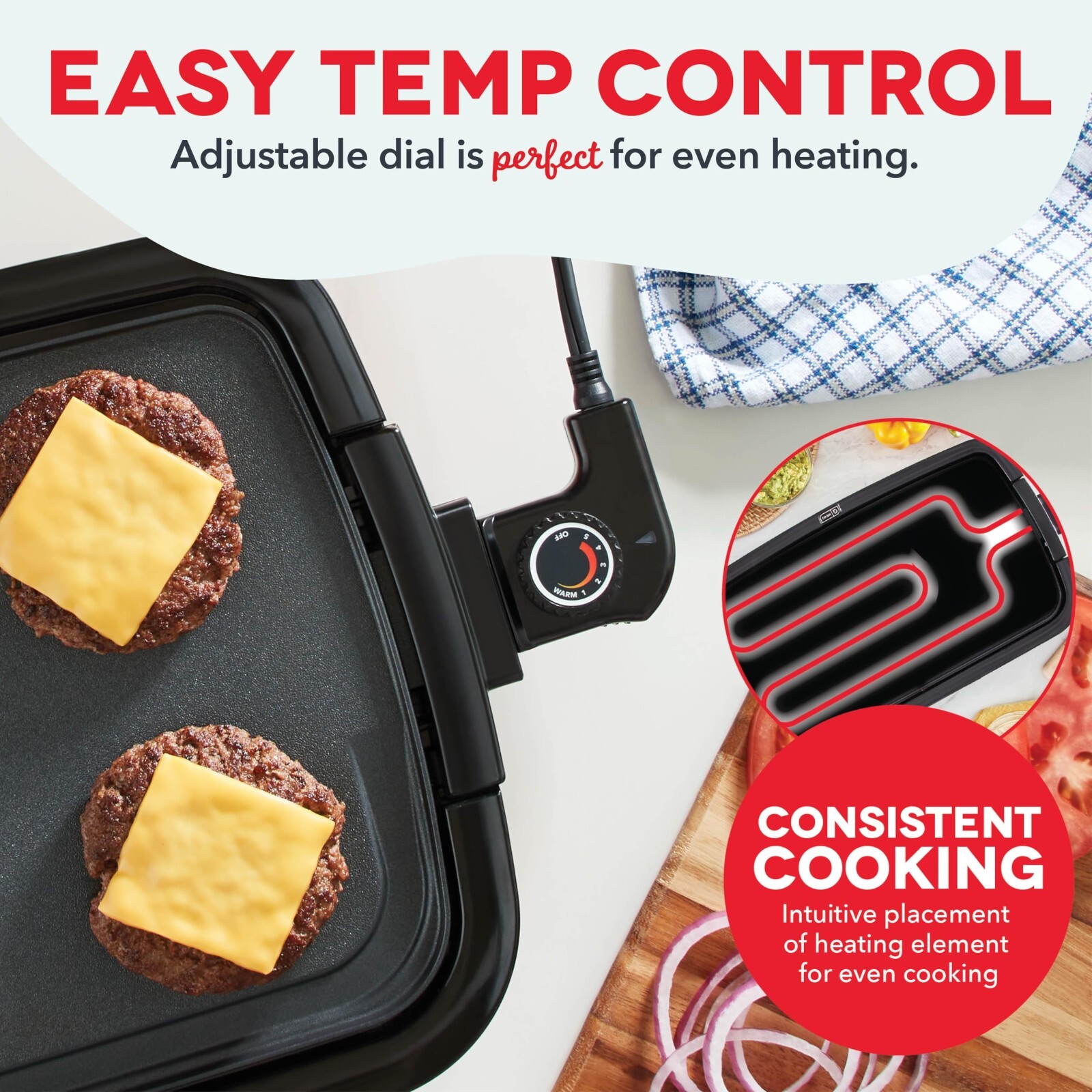 20” x 10.5” Electric Griddle Dishwasher Safe Removable Nonstick Cooking Plate
