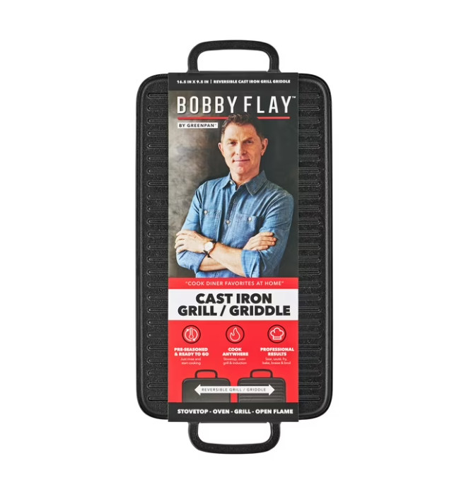 GreenPan Bobby Flay 11″ Cast Iron Reversible Grill/Griddle