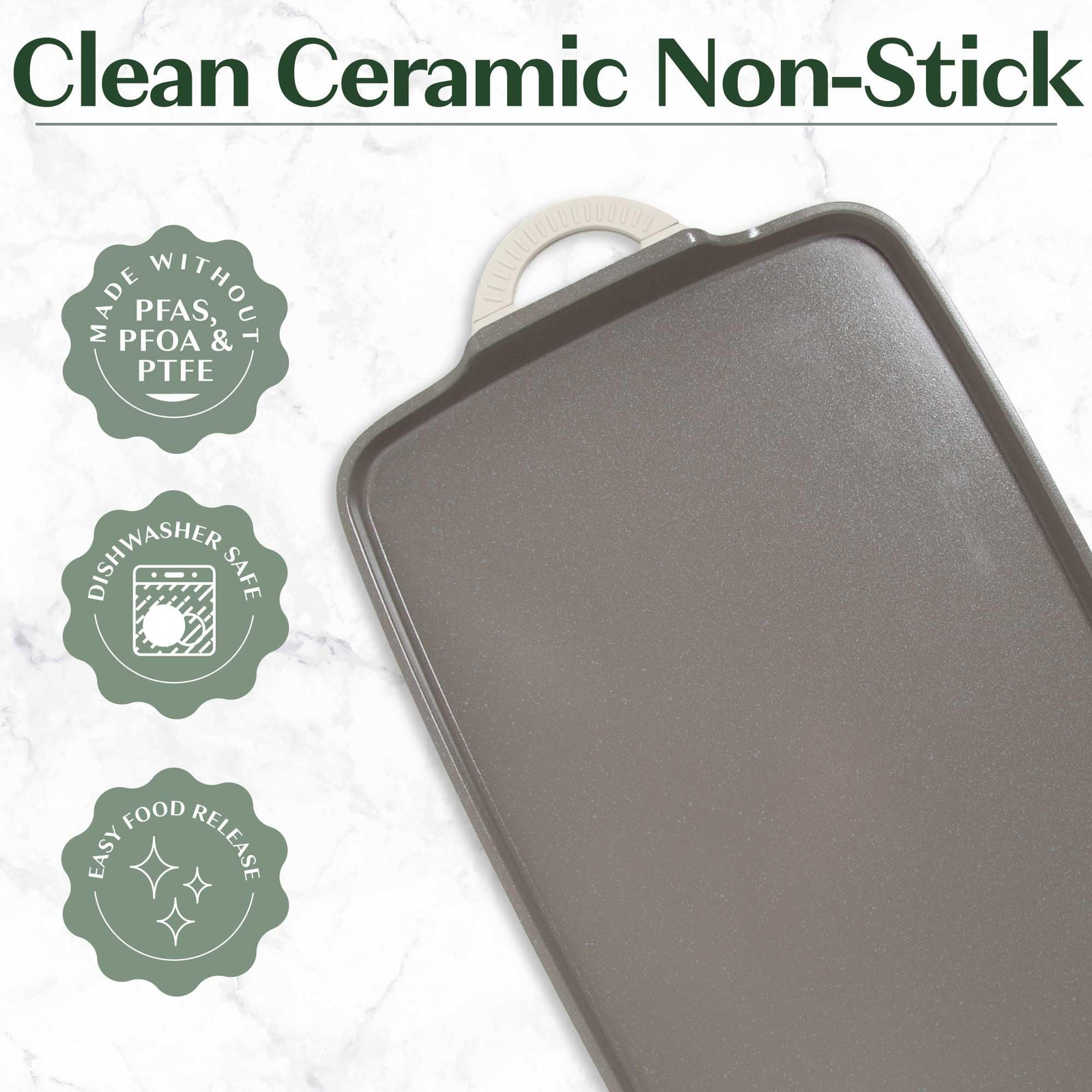 Goodful All-In-One Double Burner Griddle Ceramic Nonstick Durable Cast Aluminum