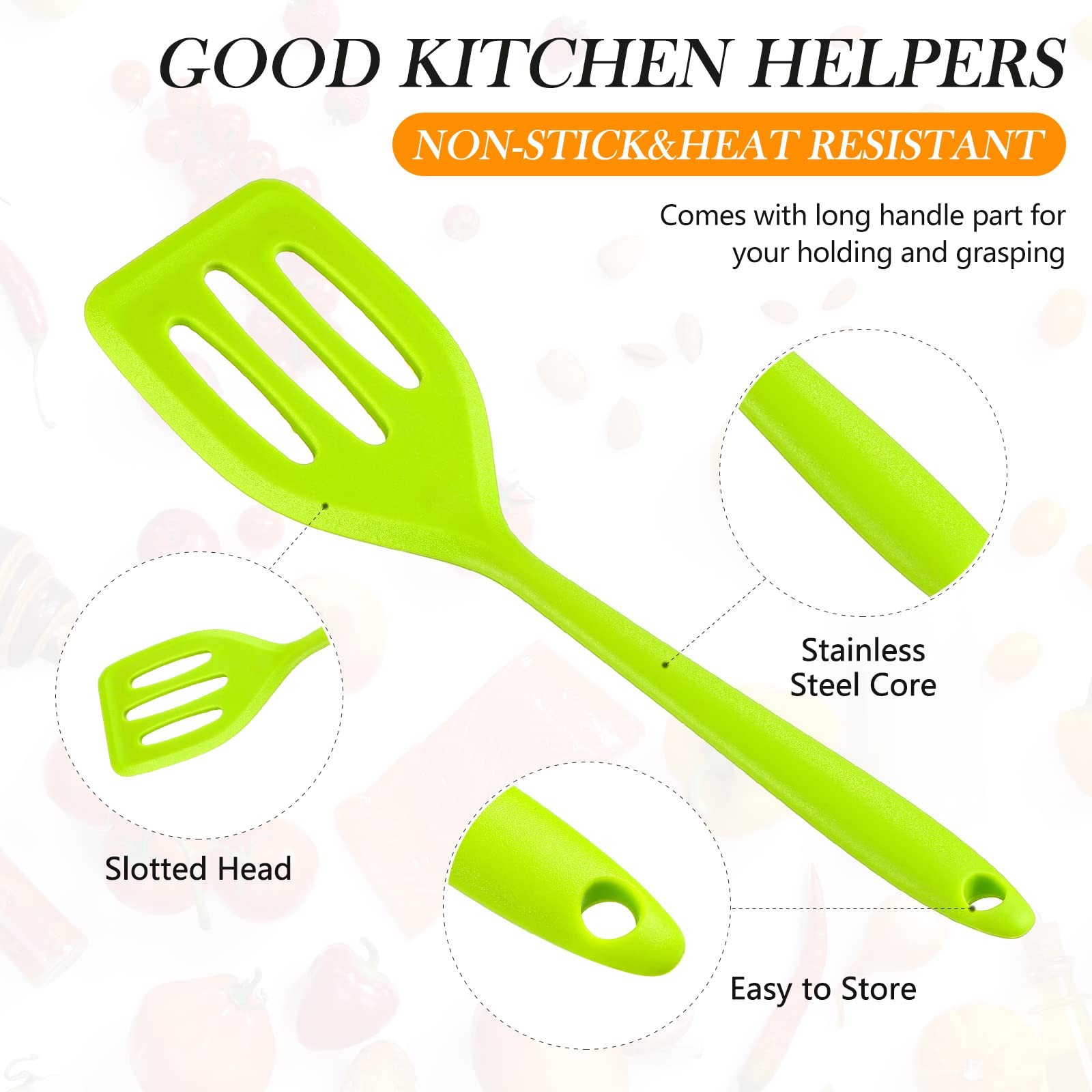 Romooa 5 Pack Small Silicone Spatula Mini M, Red, Blue, Green, Orange, Pink