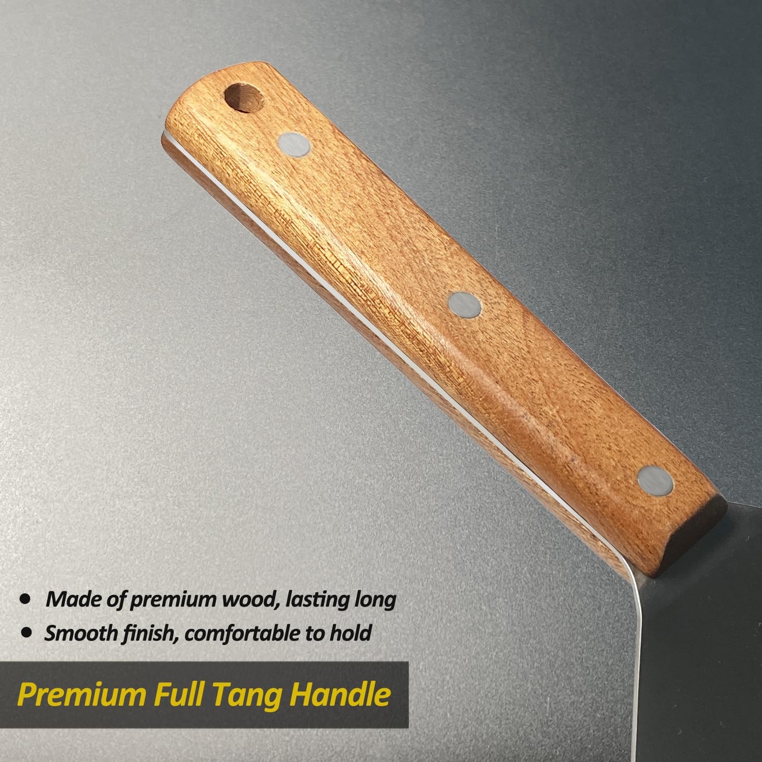 Extra Wide Spatula, Large Metal Spatula with 5″ x 6″, Wood & Stainless Steel