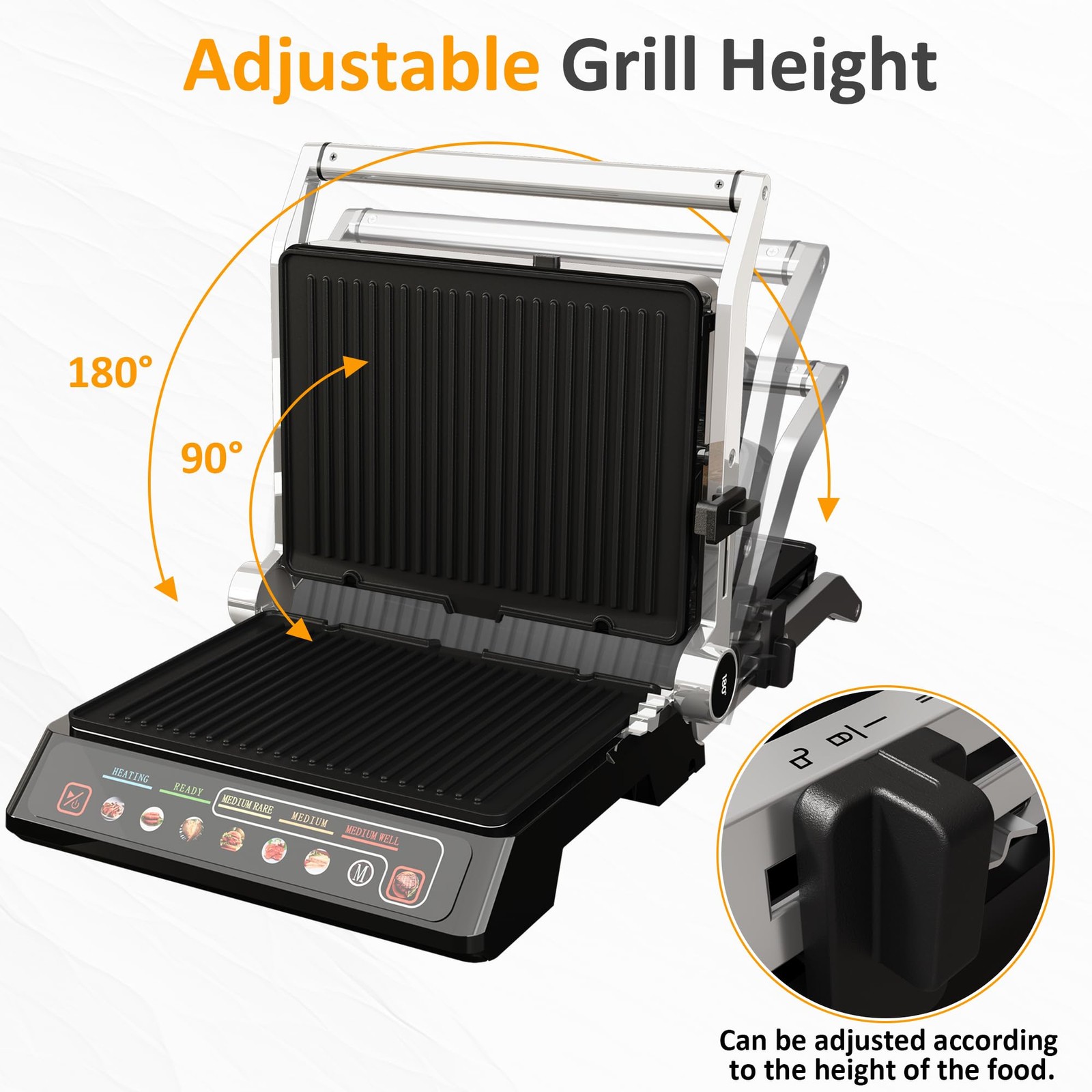 SUNVIVI Indoor Grill & Griddle 1600W Electric Panini Press, Nonstick Plates