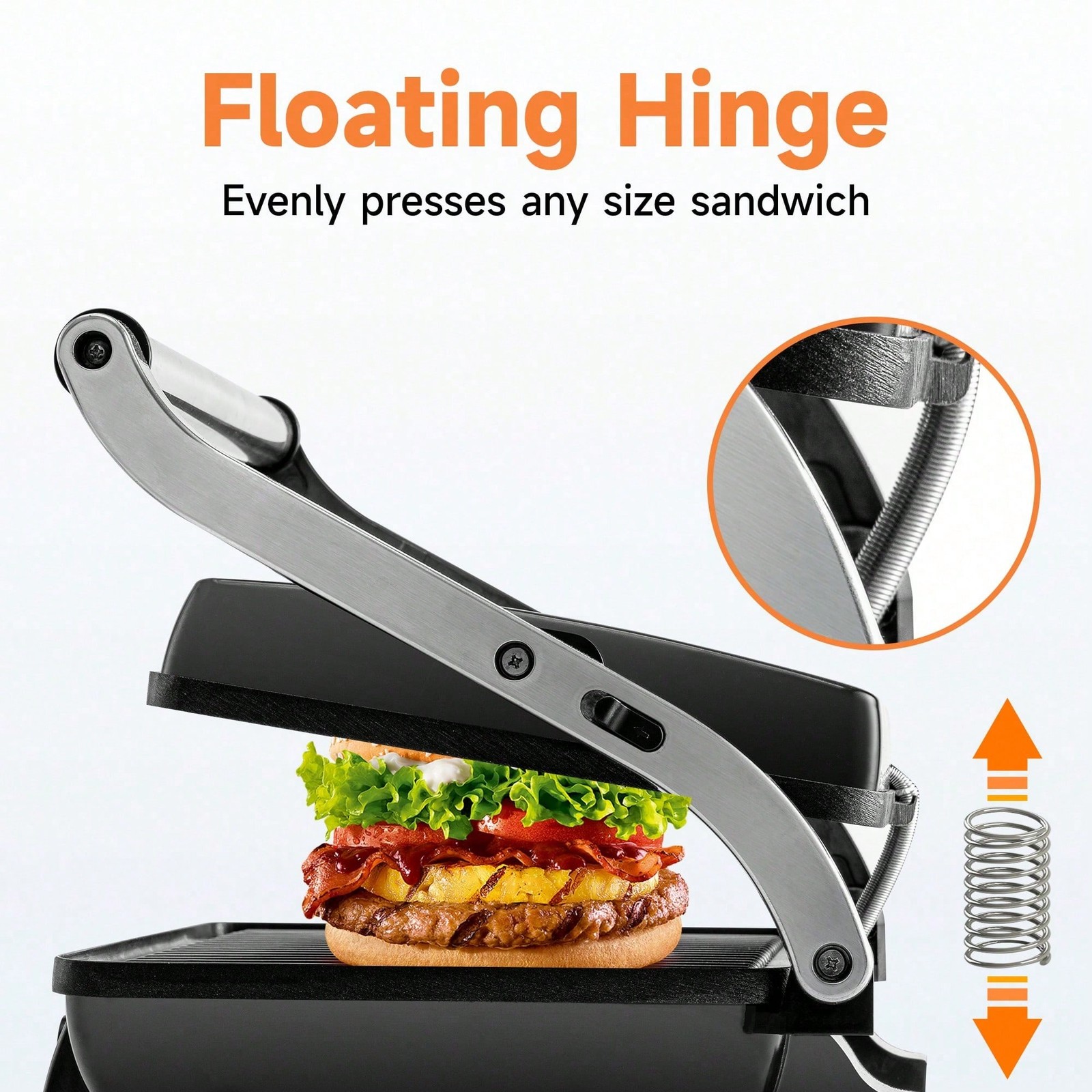 3-In-1 Breakfast Panini Press Electric Indoor Baking Tray,Control Knob180-Degree