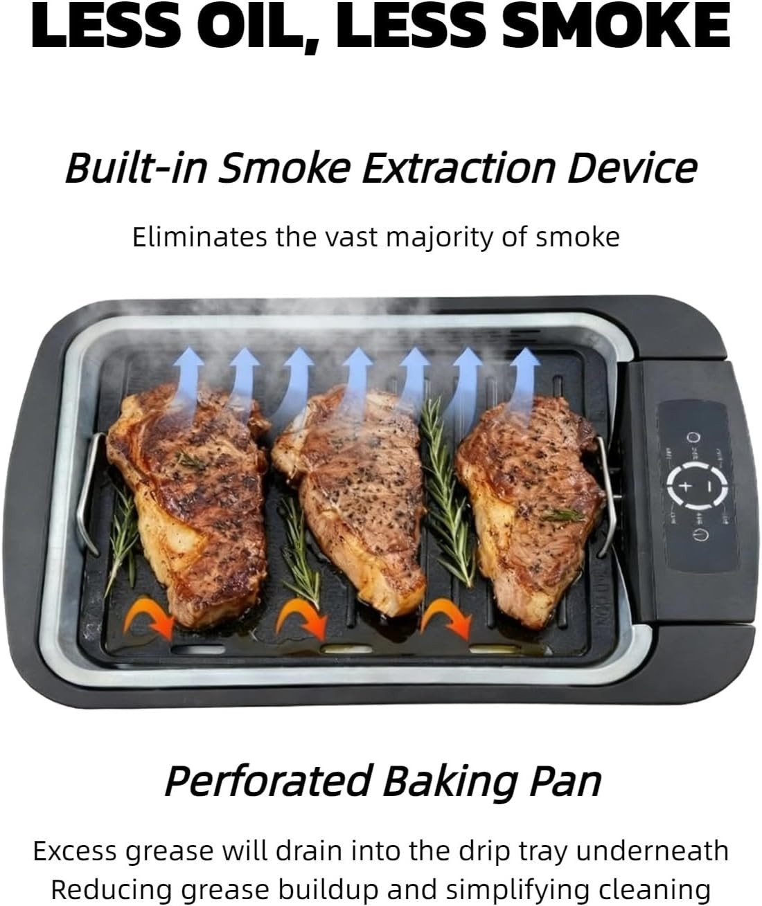 1100W Indoor Smokeless Grill Griddle Korean BBQ Nonstick Electric Tabletop
