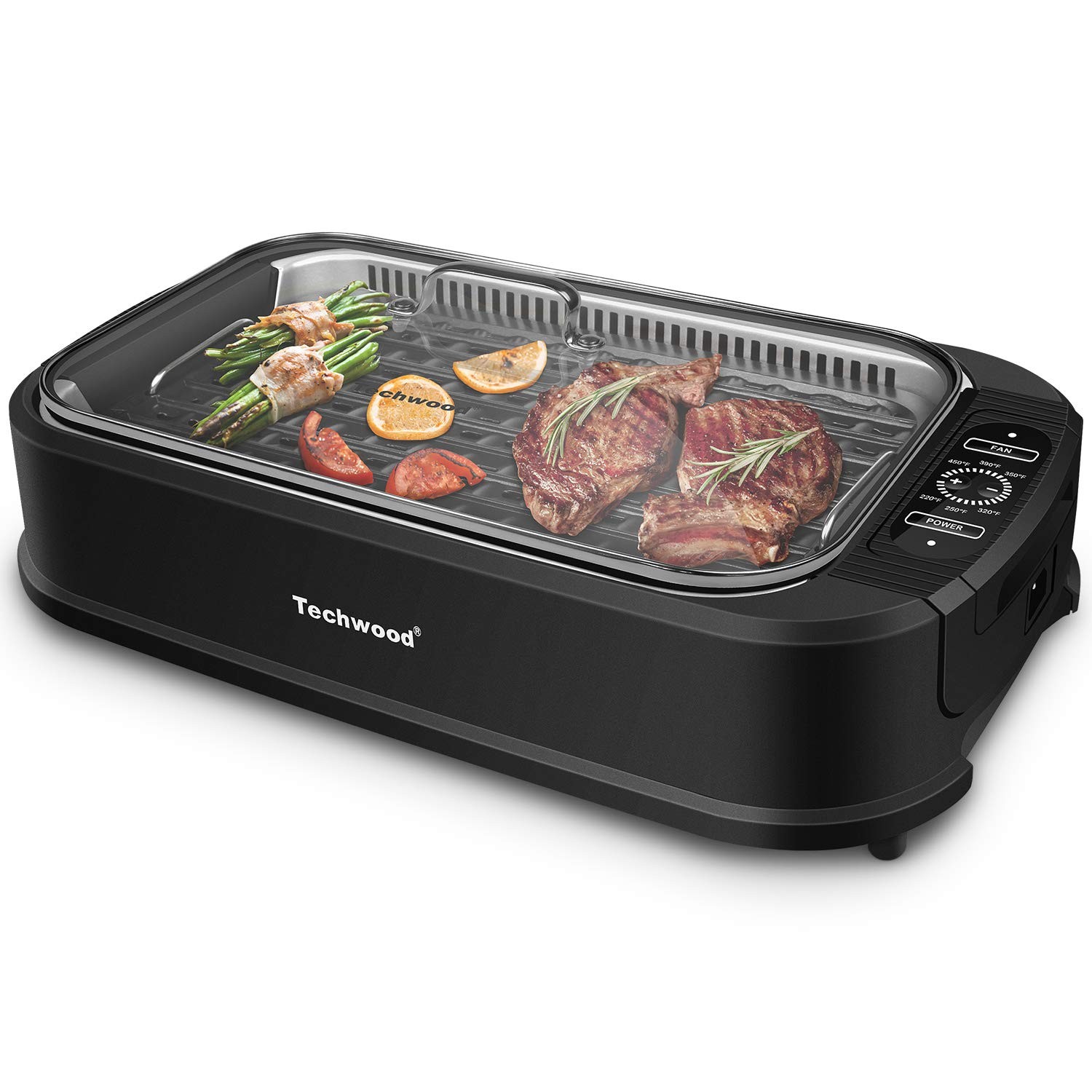 Parrilla Eléctrica 1500W Para Cocinar Con Tapa De Cristal y Control Temperatura