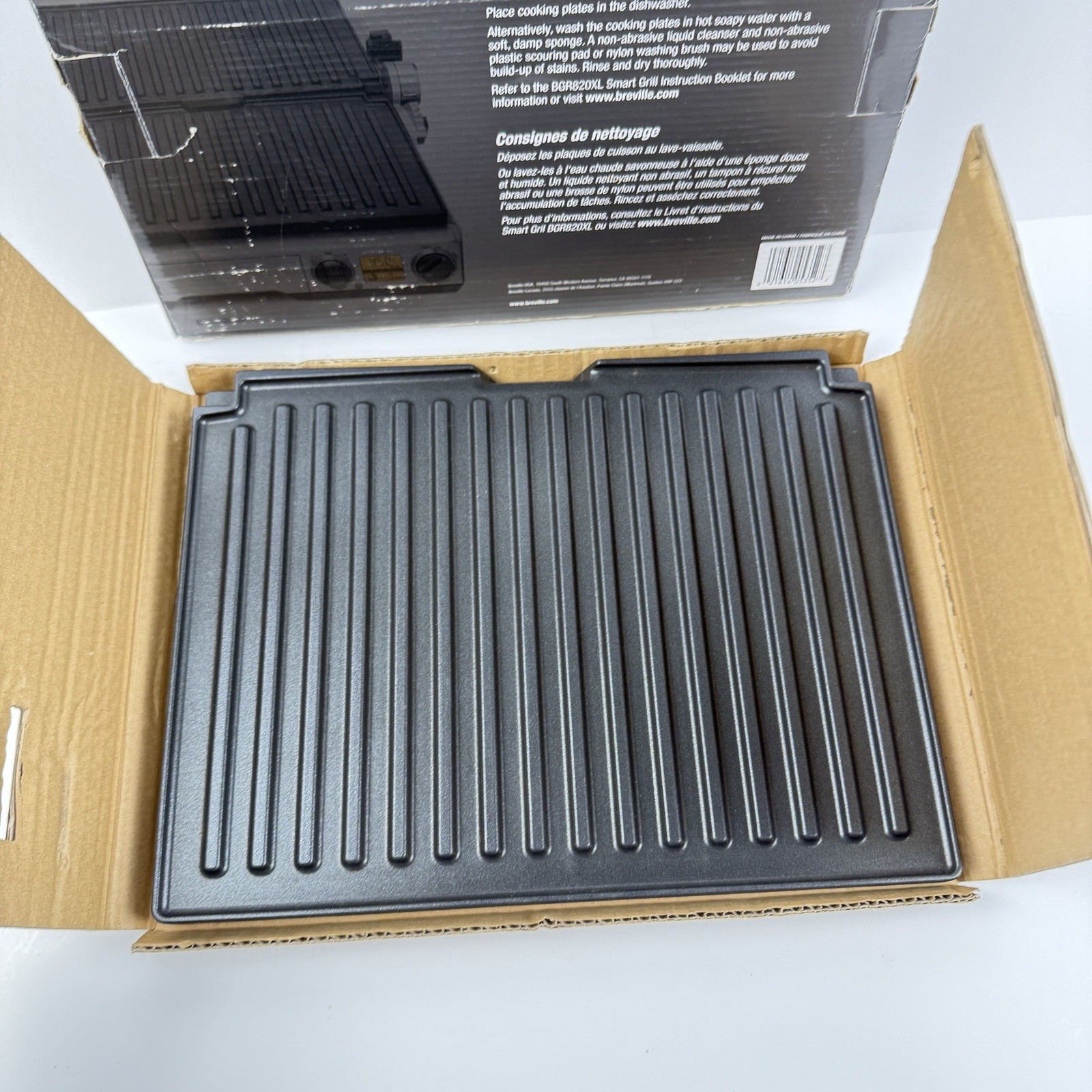 Breville Cooking Plate BGR820RP Non-Stick Ribbed Insert Grill BGR820XL Open Box