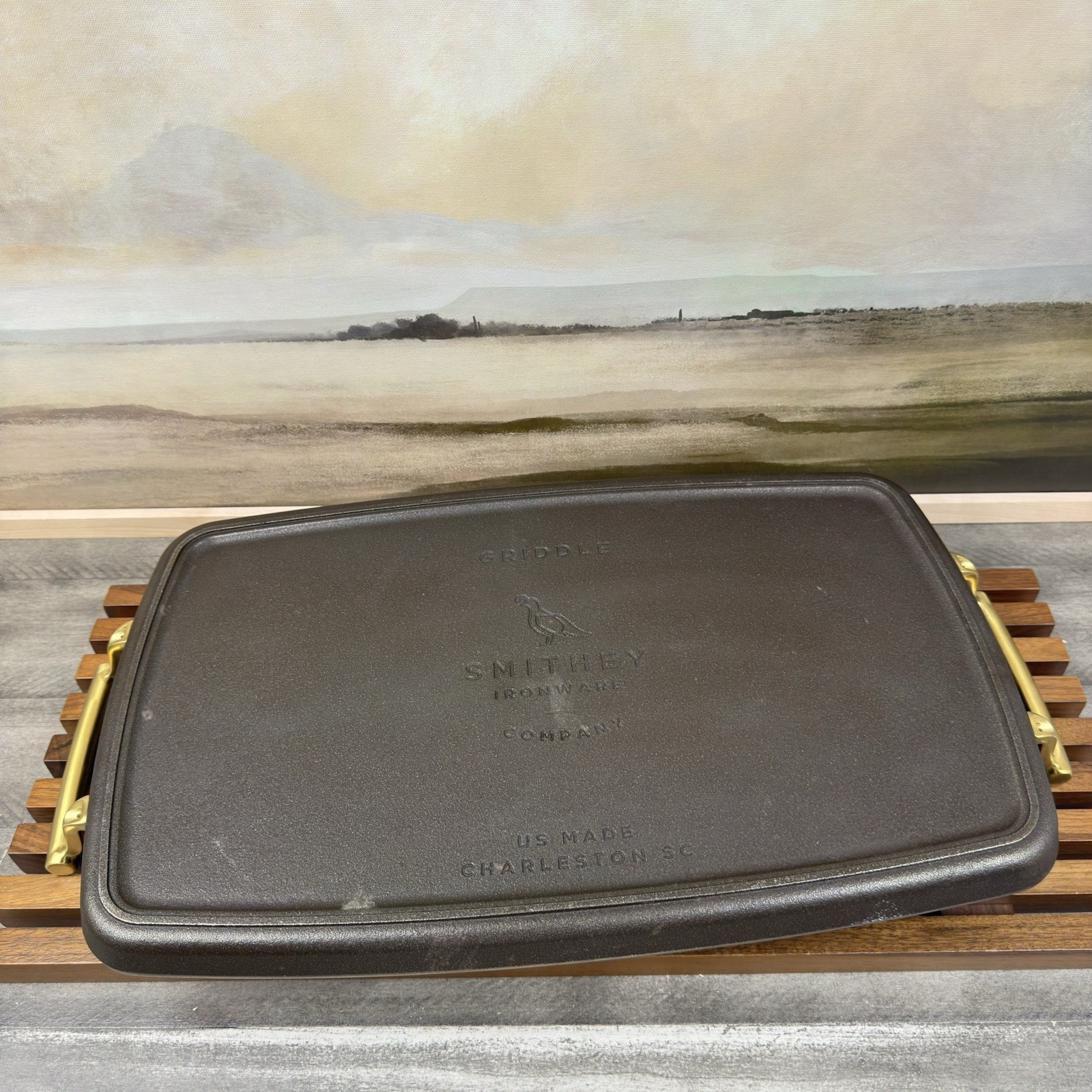 Williams Sonoma Smithey Seasoned Cast Iron Double Burner Griddle Broken Handle