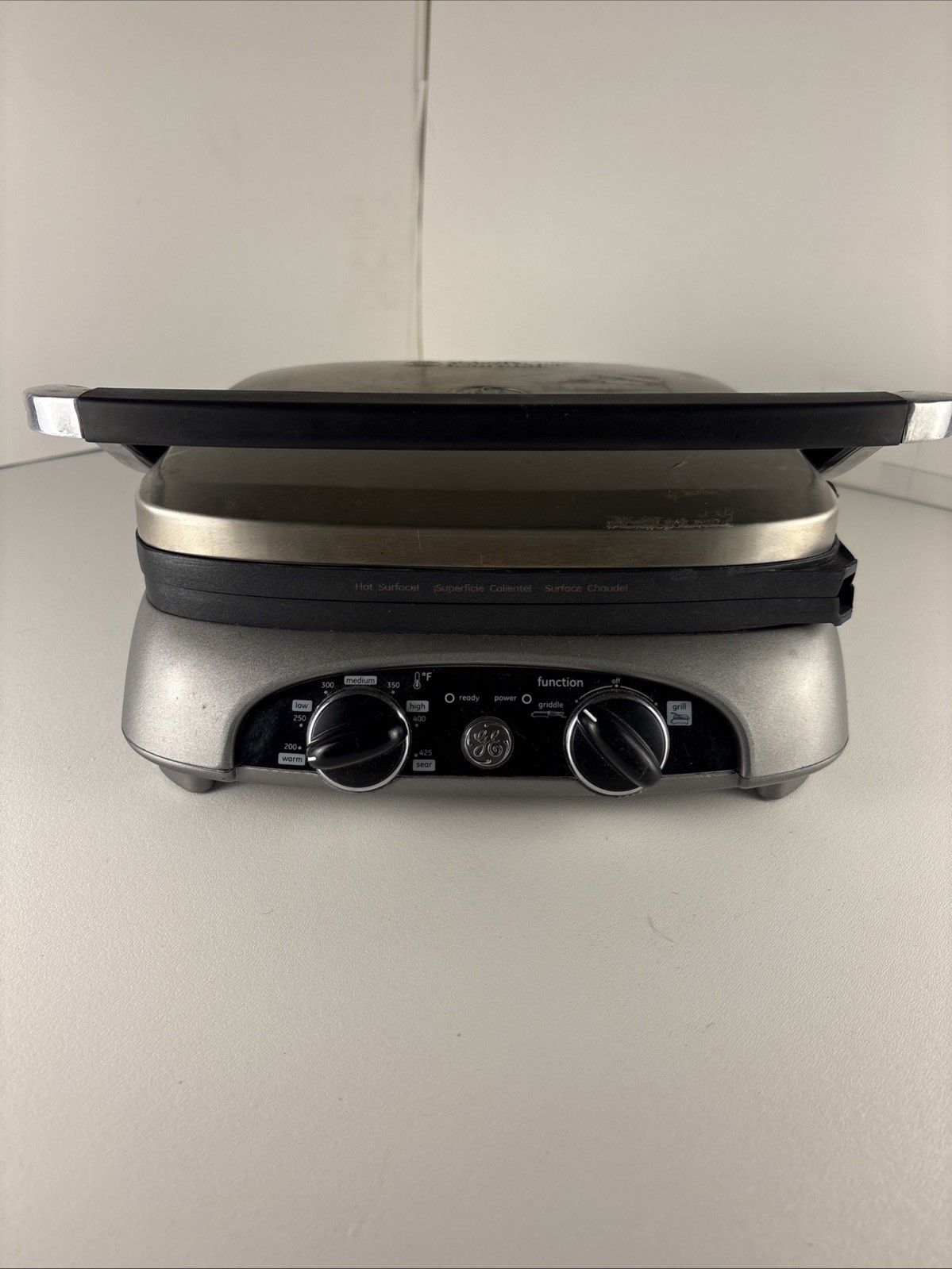 GE 169232 Silver Temperature Control Electric 4-in-1 Panini Grill Griddle