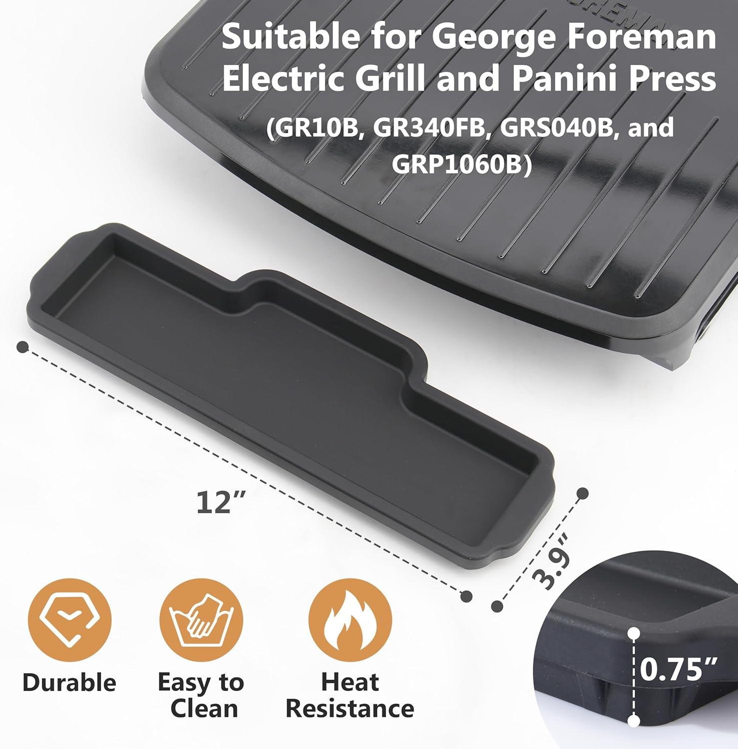 2 Pack Drip Tray Compatible with George Foreman Electric Grill (GRP1060B, GR10B,