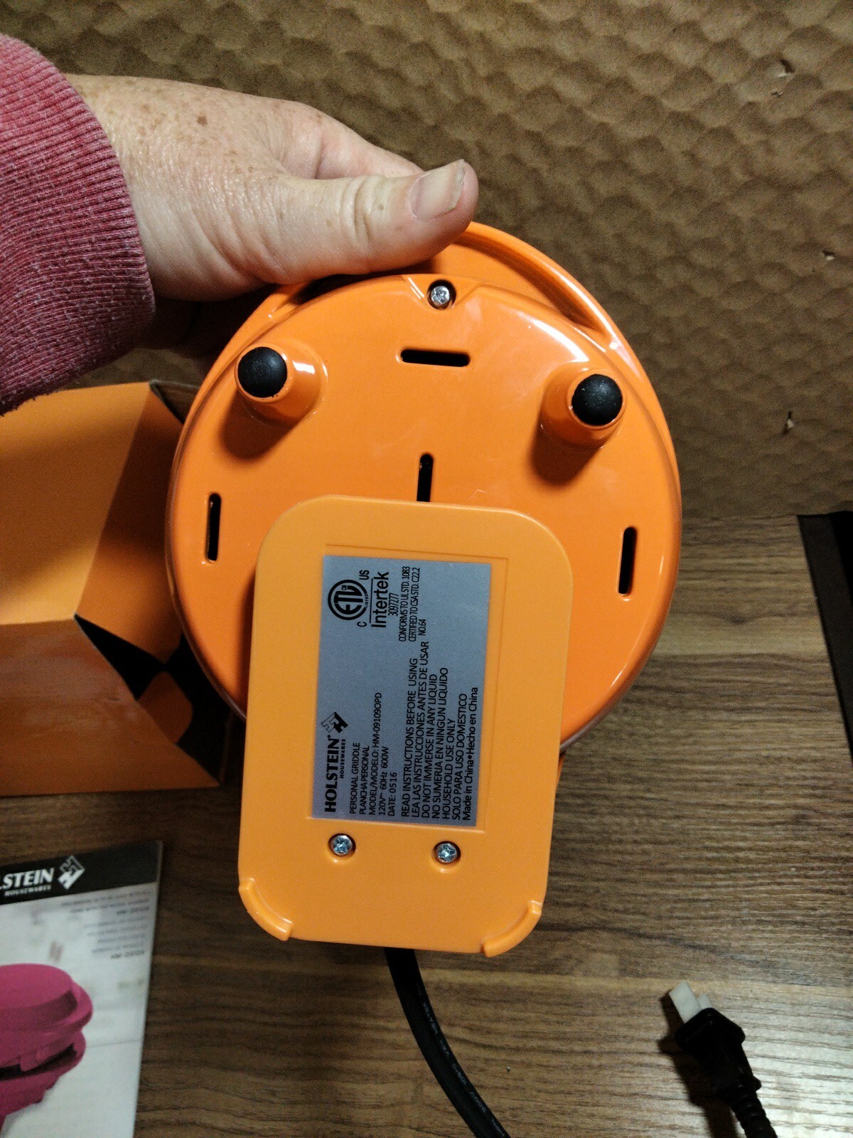 Holstein Personal Griddle w/ Manual Orange