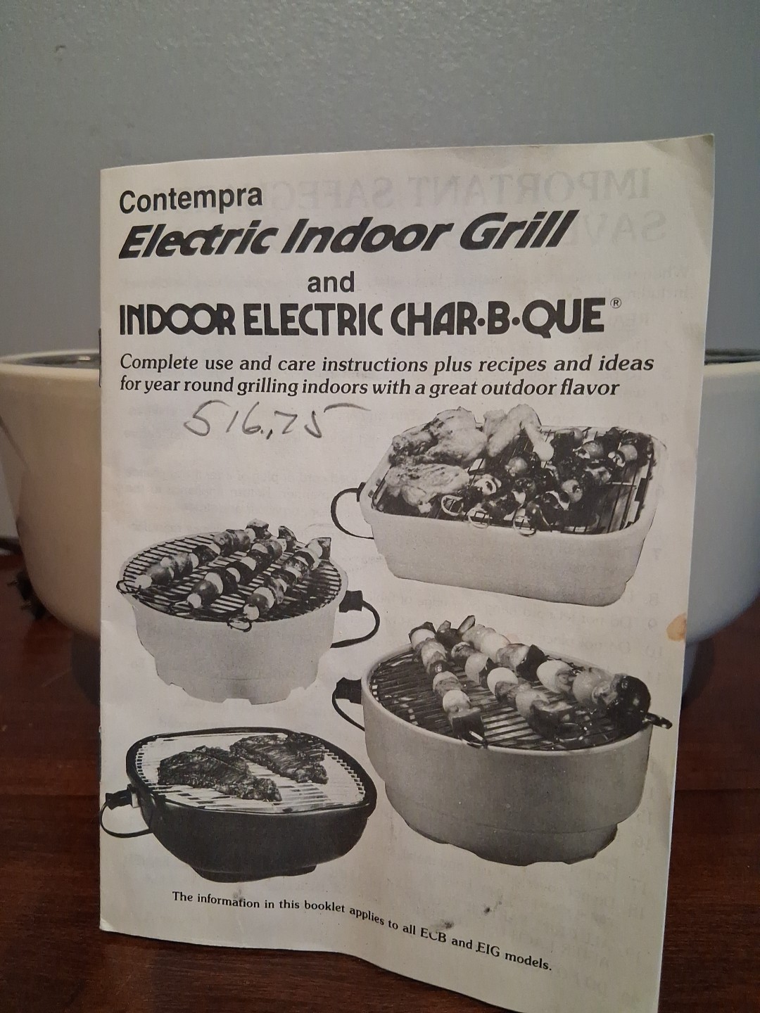 Contempra Indoor Electric Char-B-Que Barbecue Grill ECB-25 – Used Working Cond.