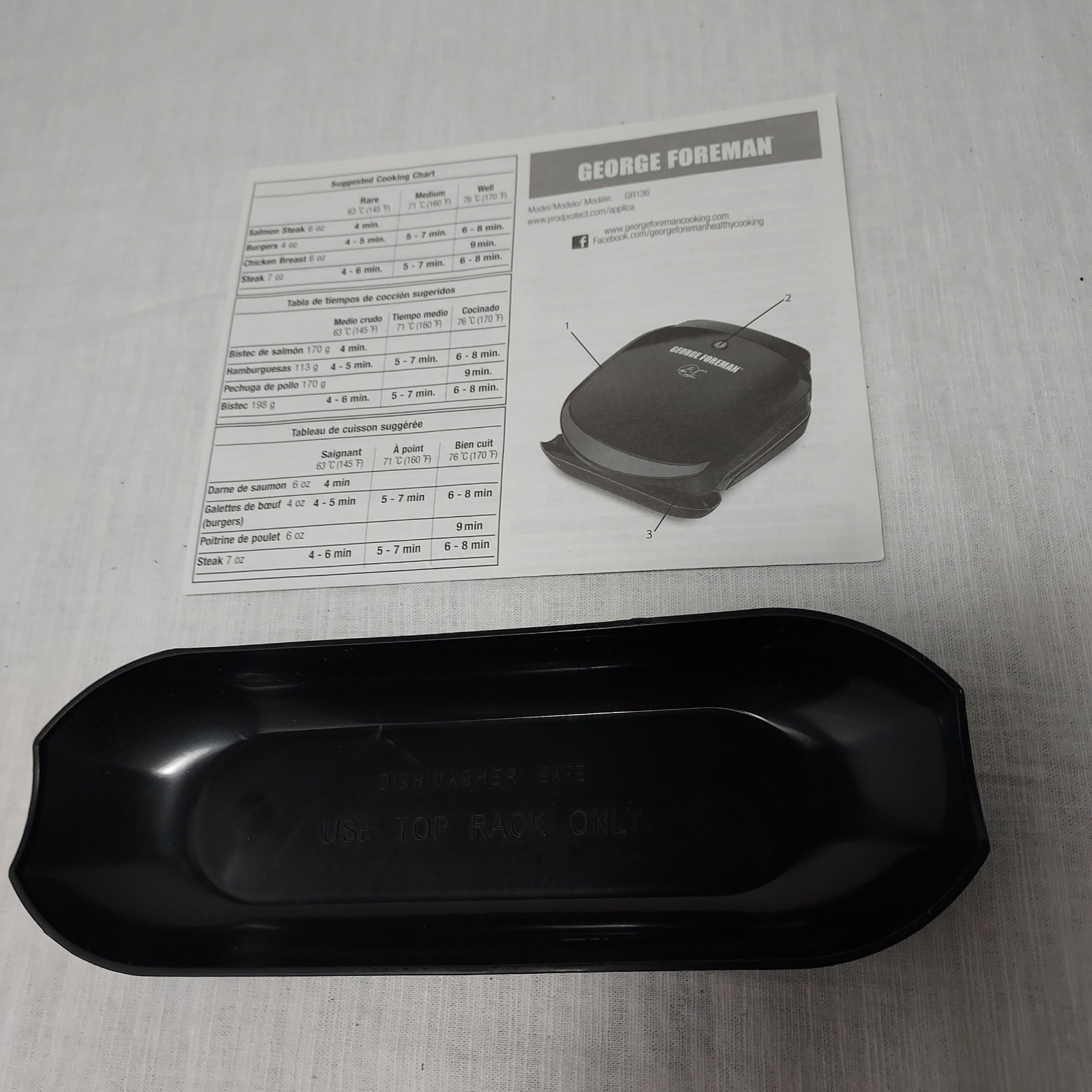 George Foreman 2-Serving Classic Plate Grill Panini Black GR136B Black
