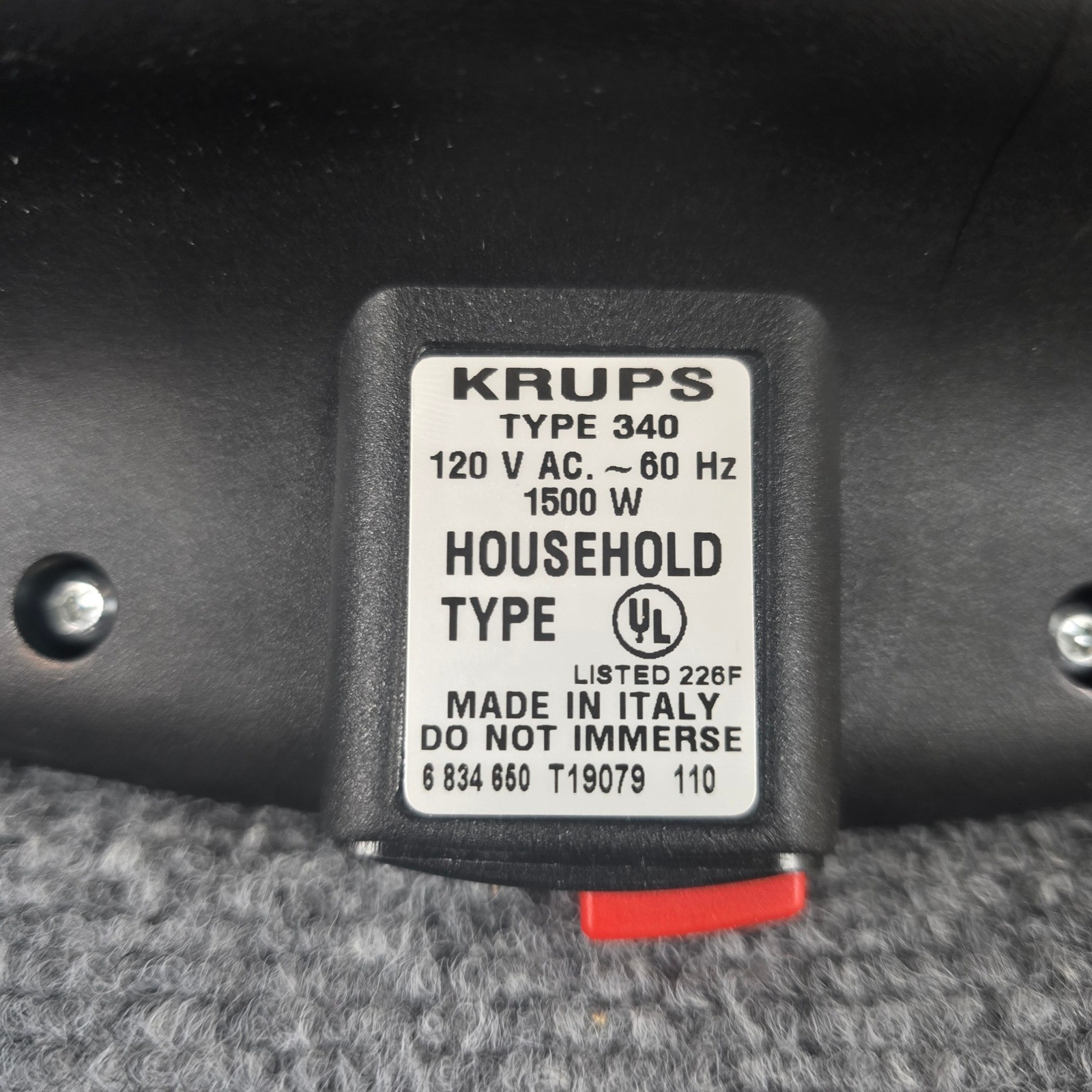 Krups Canyon Type 340 Electric Tabletop Grill Countertop BBQ Made In Italy
