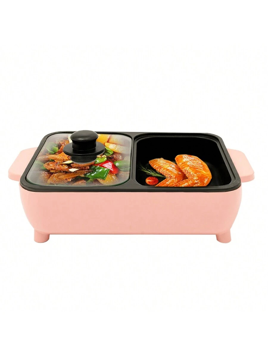 2 In 1 Smokeless Non-Stick Electric Shabu Hot Pot BBQ Grill Portable