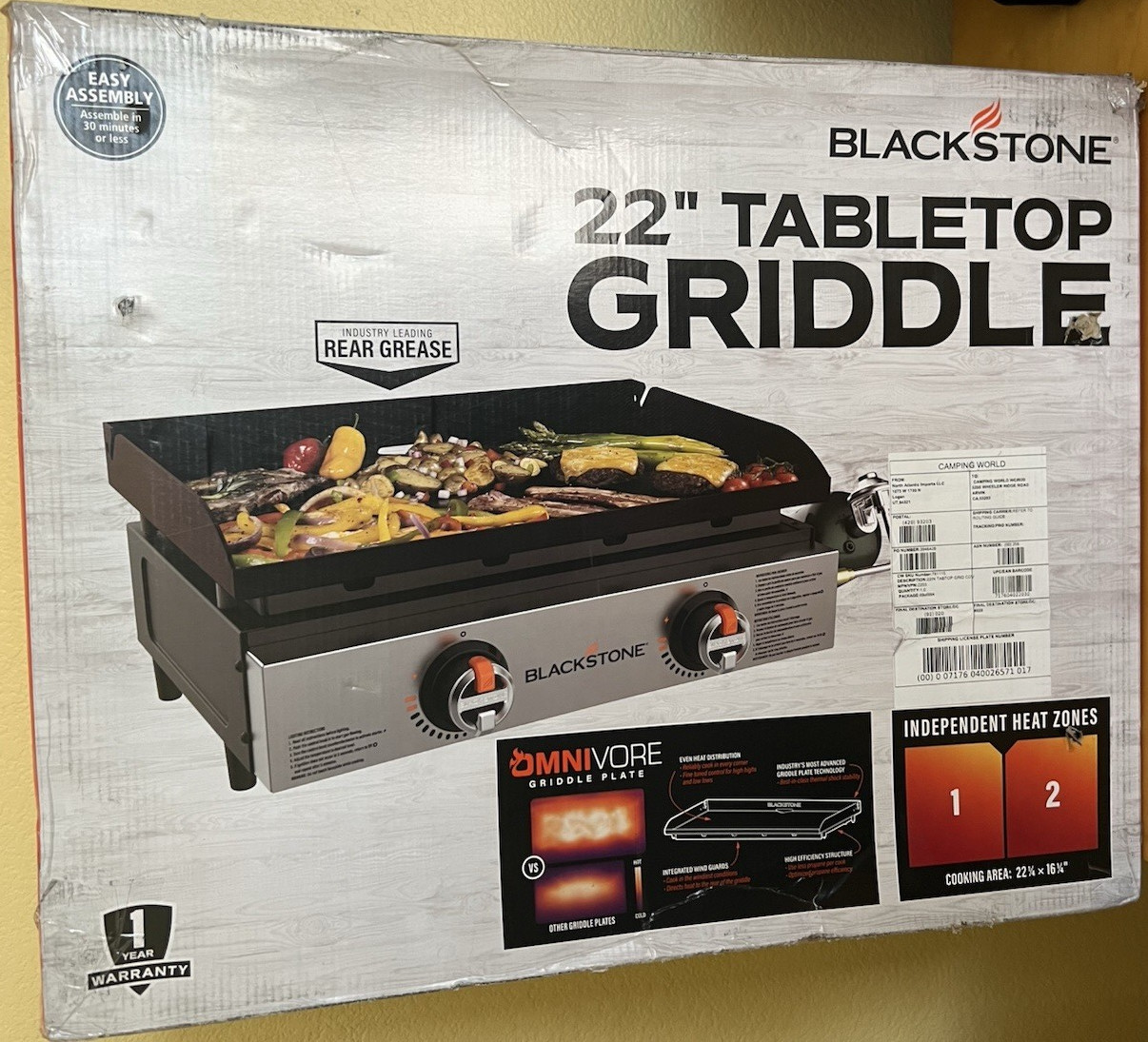 UNOPENED Blackstone 22″ Tabletop Gas Griddle 3300W Steel Portable Rect. 2203