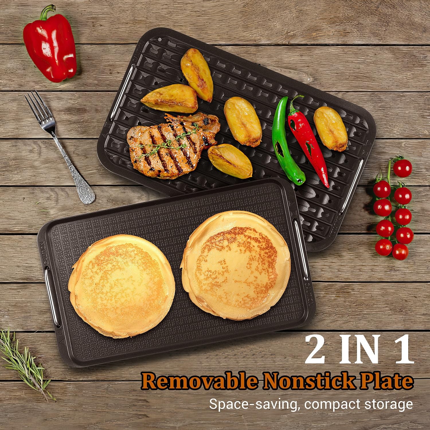 Indoor Smokeless Grill, 1500W Indoor Grill with Tempered Glass Lid, Portable …