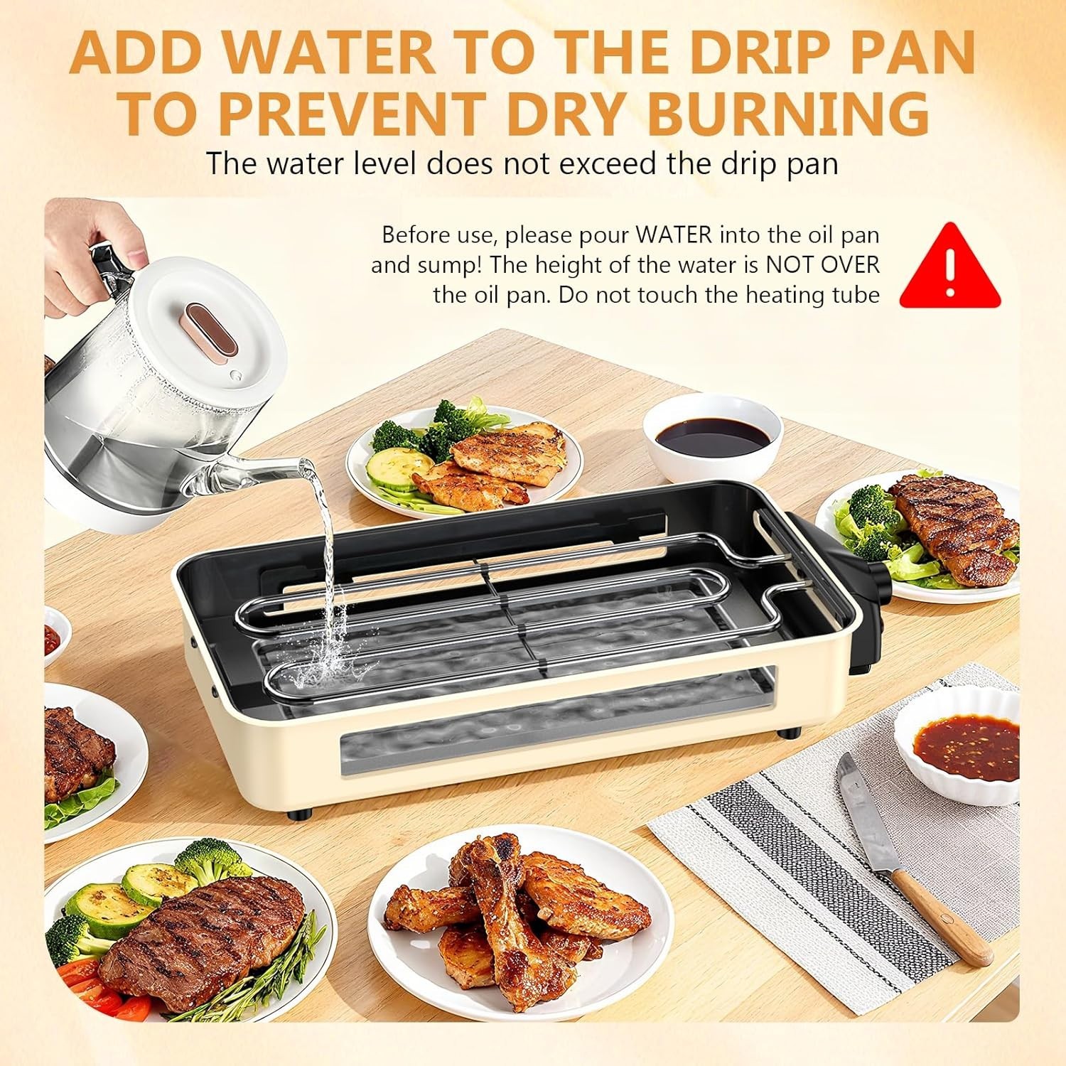 Smokeless Indoor Grill with Temperature Control & Cheese Melting Pans – 1500W