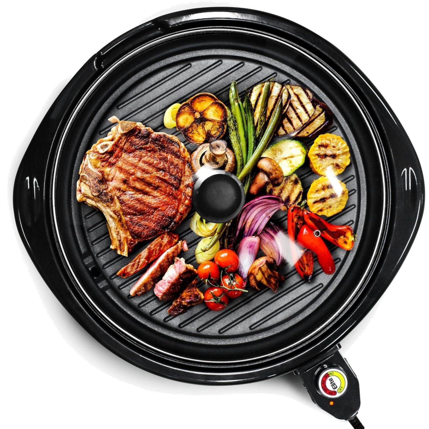 Large Indoor Electric Round Nonstick Grill Cool Touch Fast Heat Up Ideal Low-…