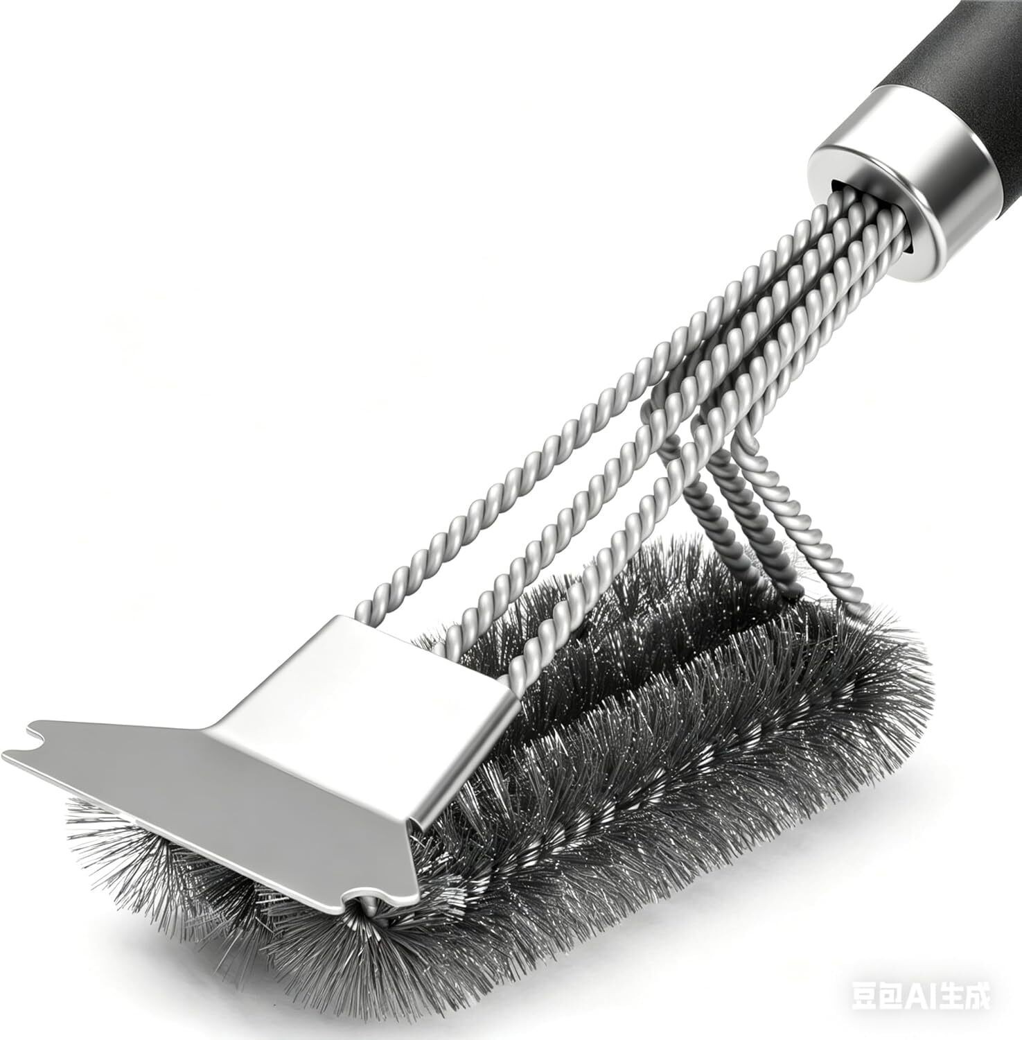 TEMMIO Combined BBQ Grill Brush Stainless Steel Wire Bristle
